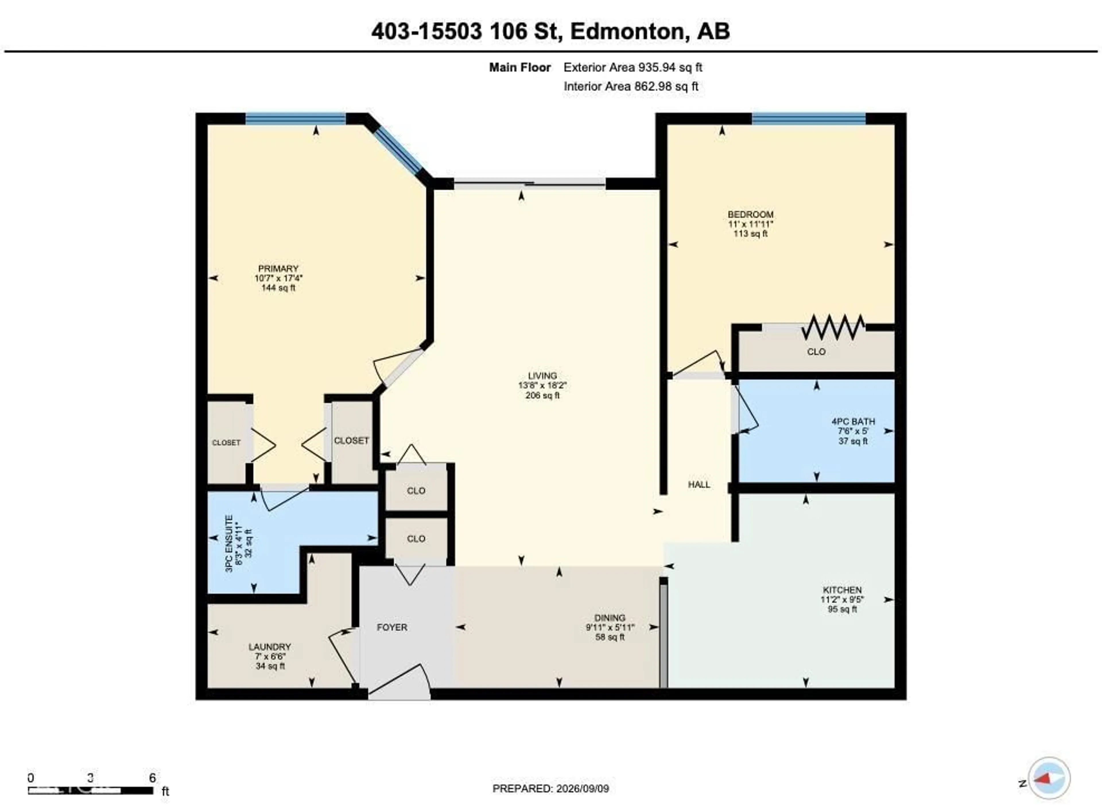 Floor plan for #403 - 15503 106 ST, Edmonton Alberta T5X5W7