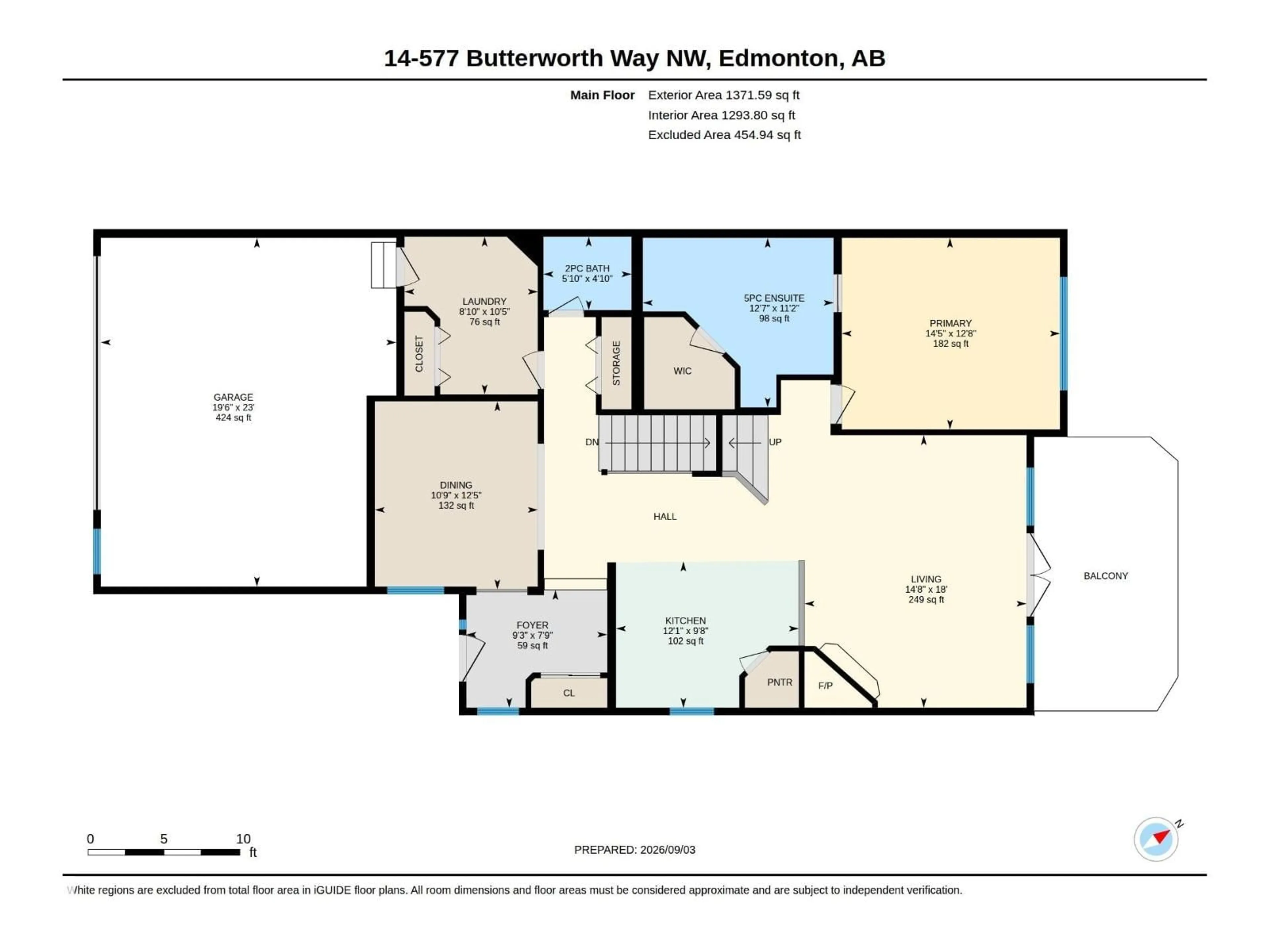 Floor plan for #14 - 577 BUTTERWORTH WY, Edmonton Alberta T6R2Y2