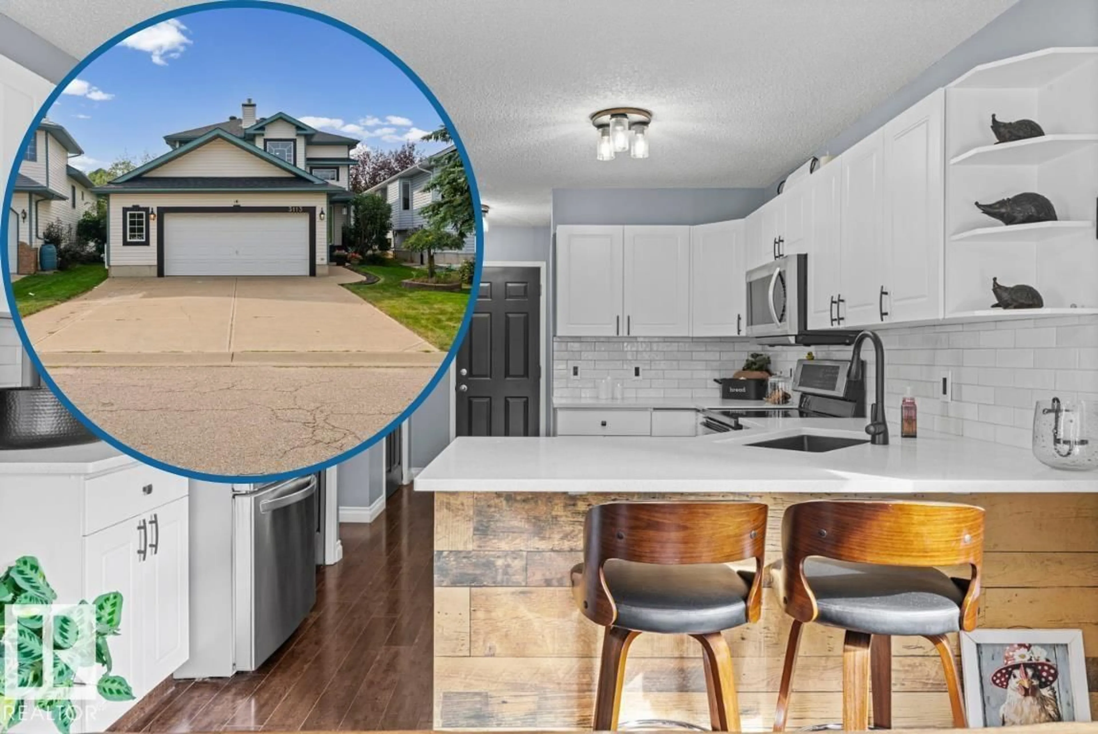 Open concept kitchen, ceramic/tile floor for 3113 41A AV, Edmonton Alberta T6T1J4