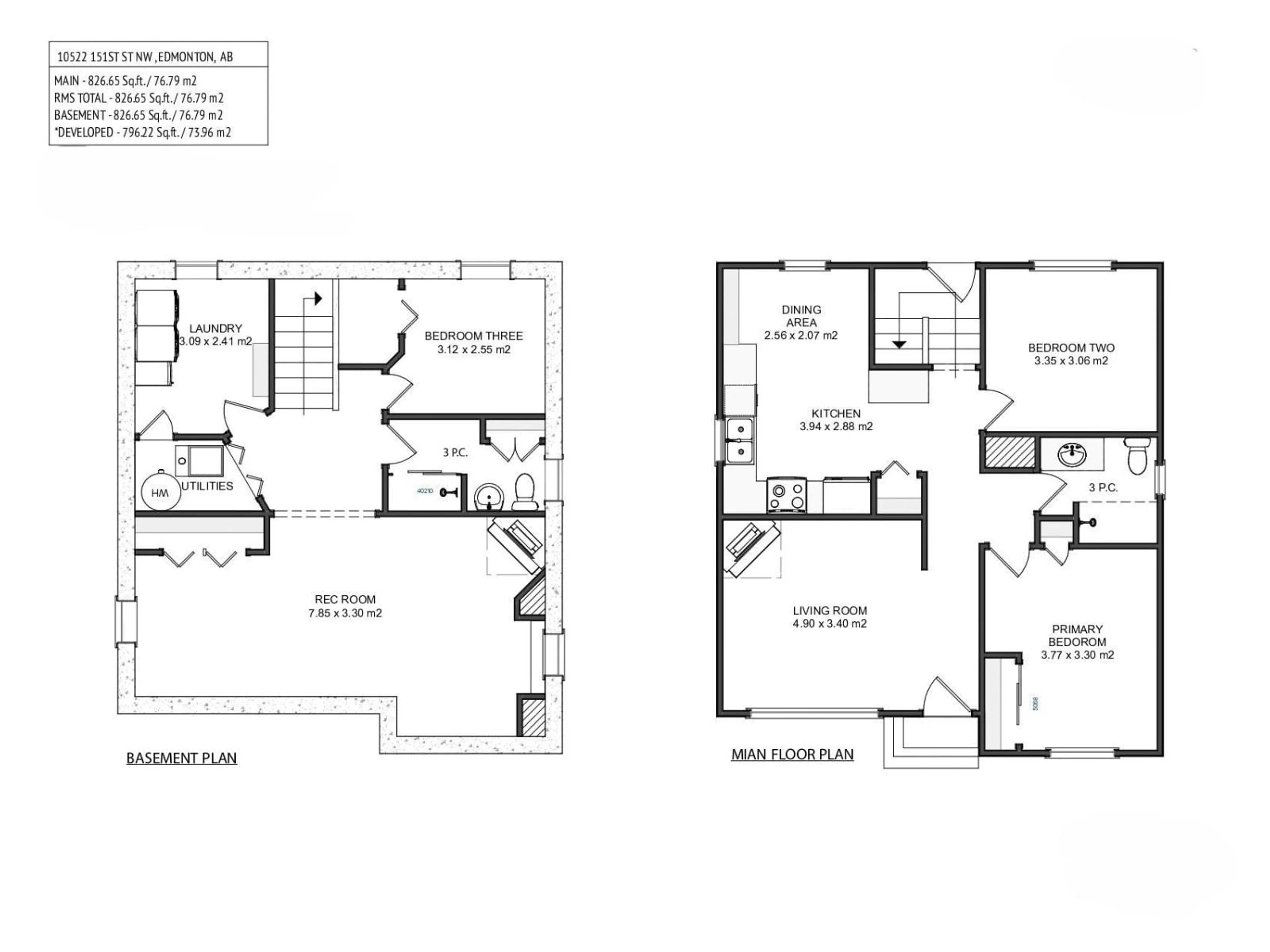 Floor plan for NW - 10522 151 ST, Edmonton Alberta T5P1V3