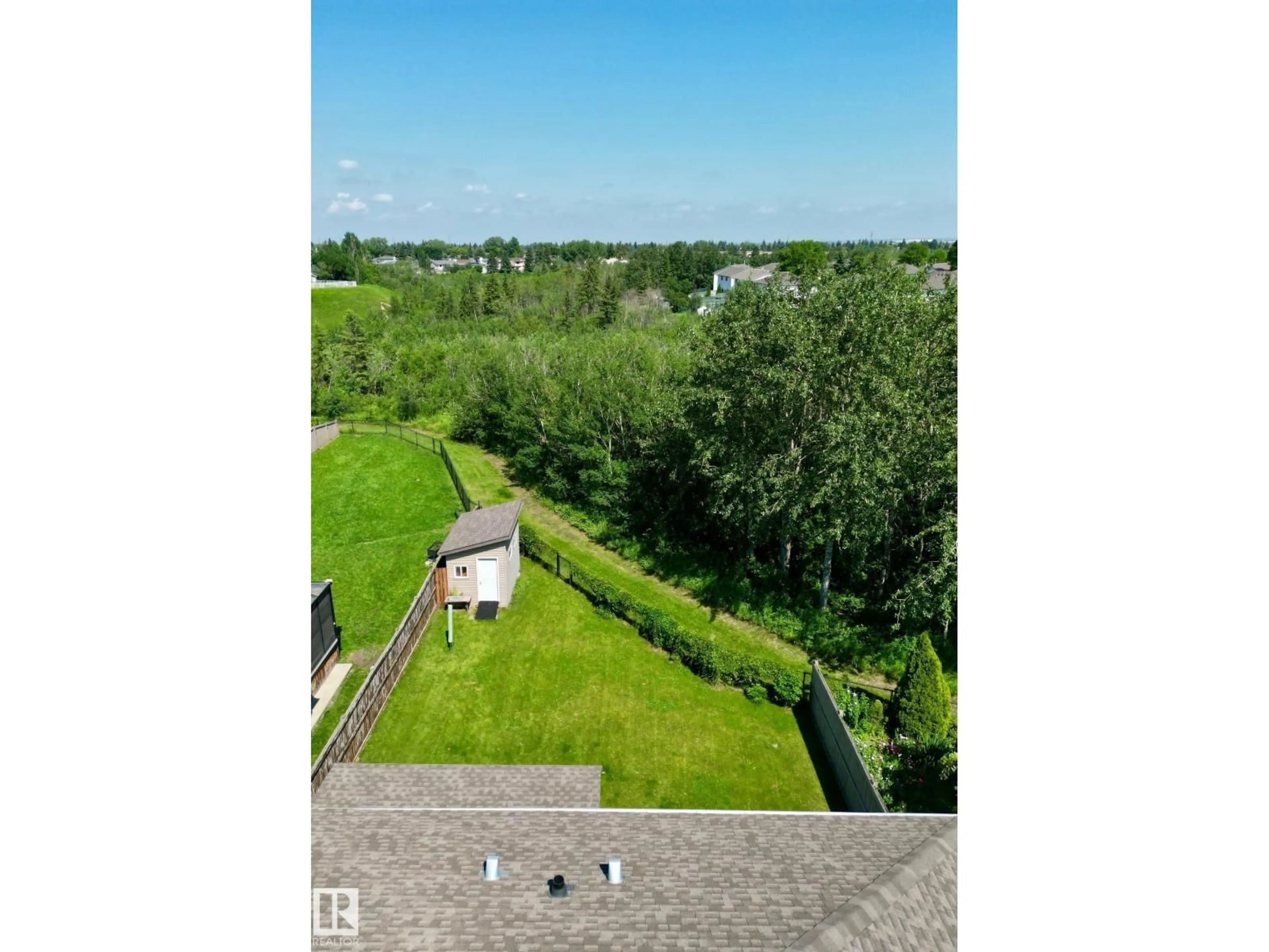 A pic from outside/outdoor area/front of a property/back of a property/a pic from drone, city buildings view from balcony for 57 HOMESTEAD CRESCENT, Edmonton Alberta T5A2Y1