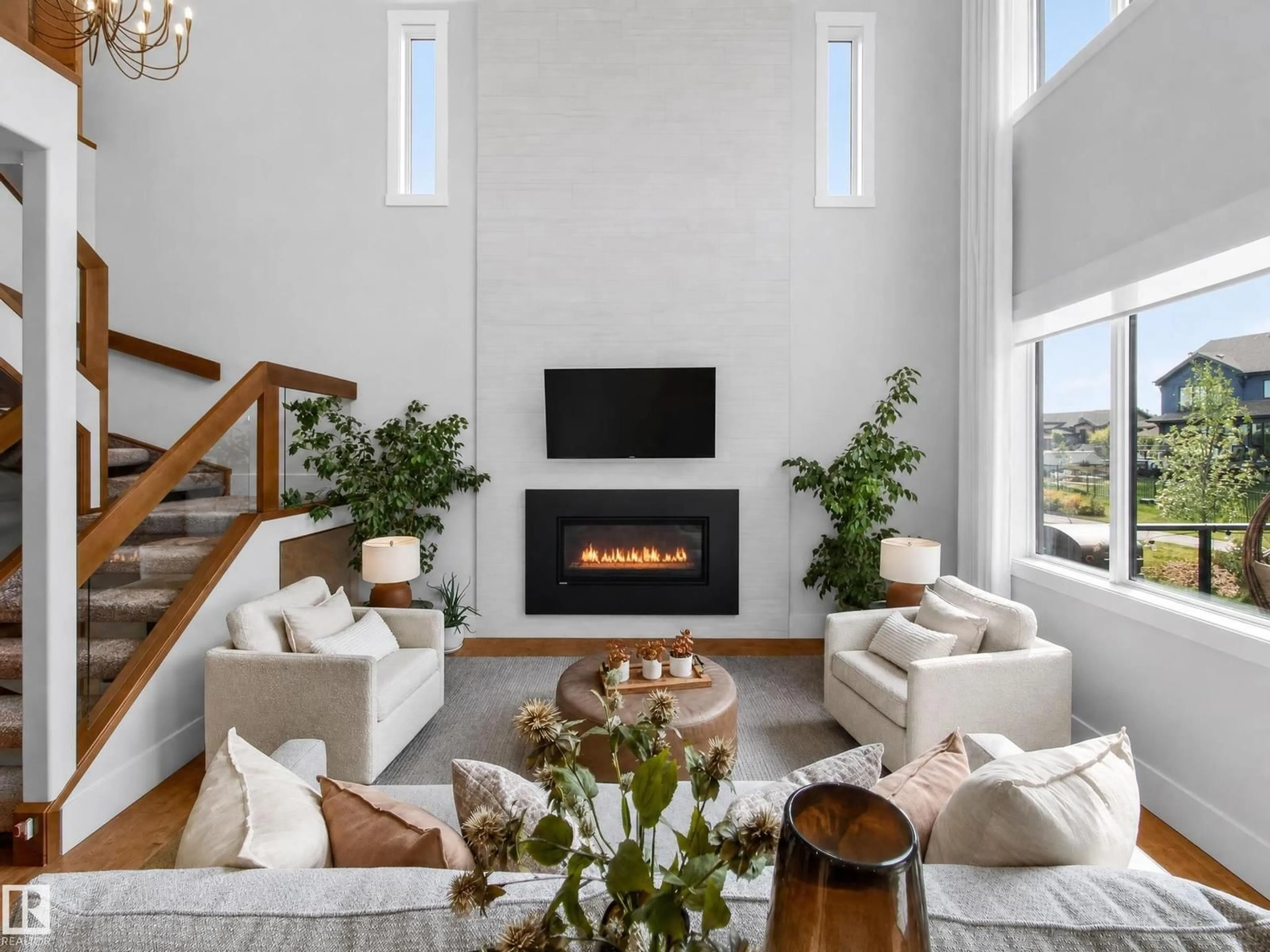 Living room with furniture, unknown for 61 AMESBURY WD, Sherwood Park Alberta T8B0C2