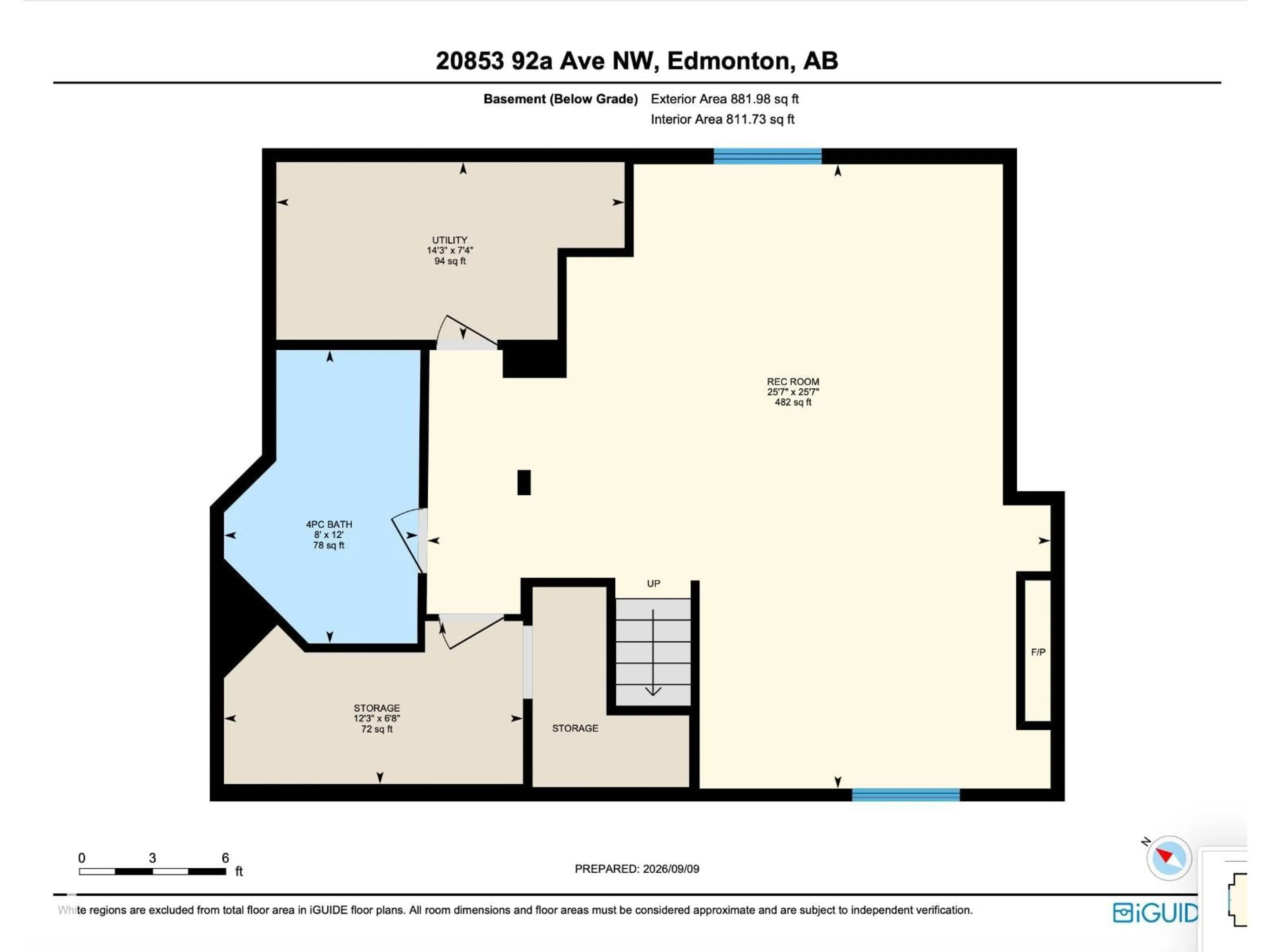 Floor plan for 20853 92A AV, Edmonton Alberta T5T3Z1