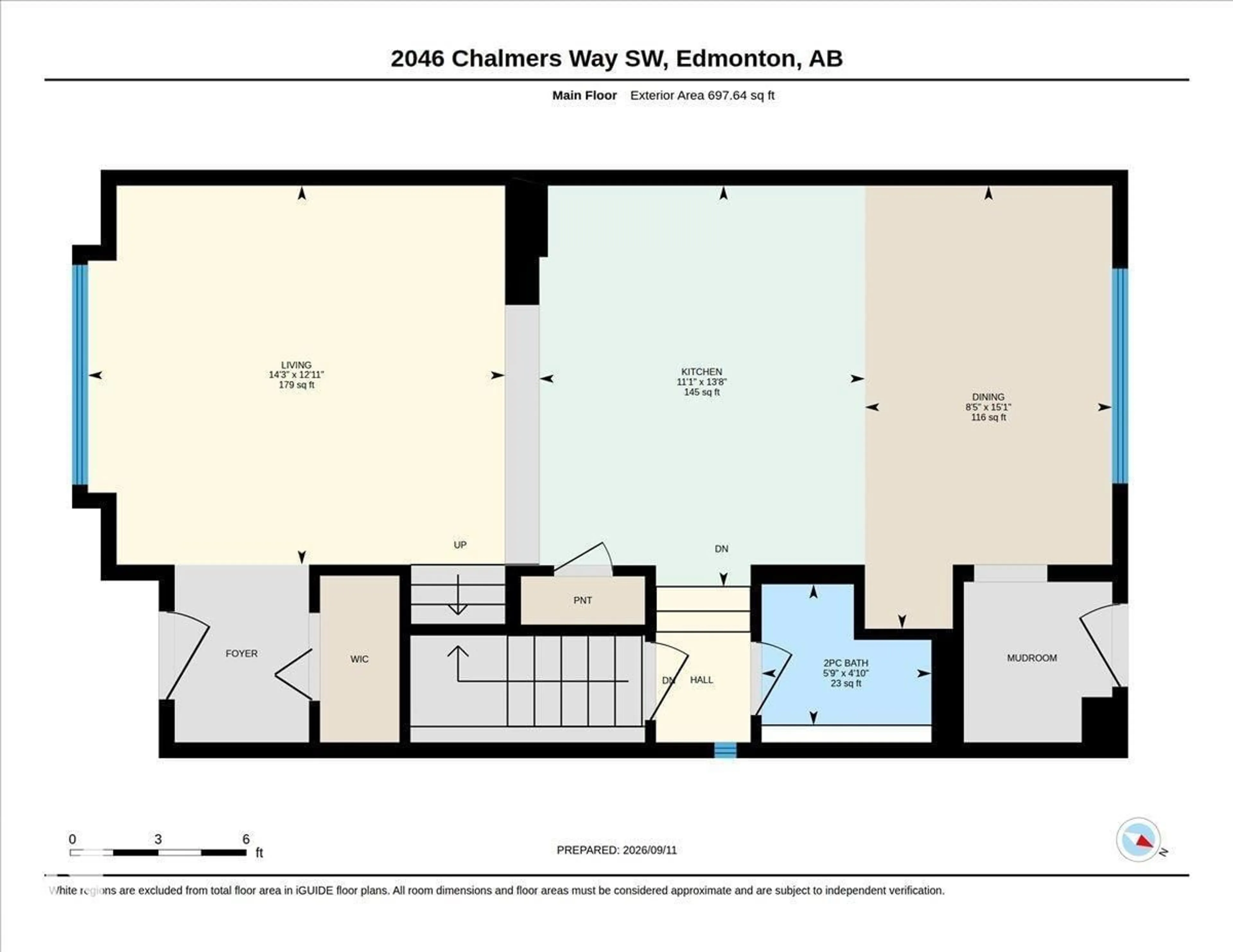 Floor plan for 2046 CHALMERS WY, Edmonton Alberta T6W2G1