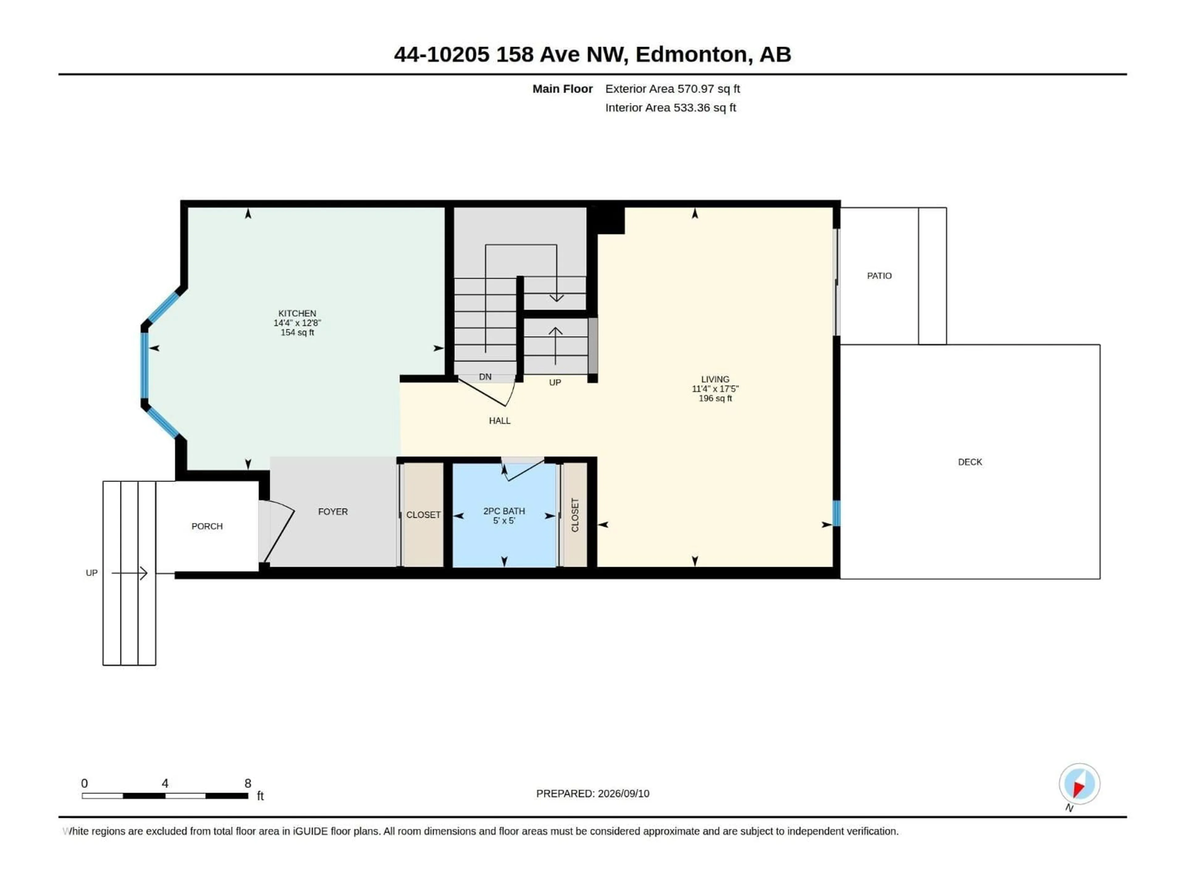Floor plan for #44 - 10205 158 AV NW, Edmonton Alberta T5X5E5