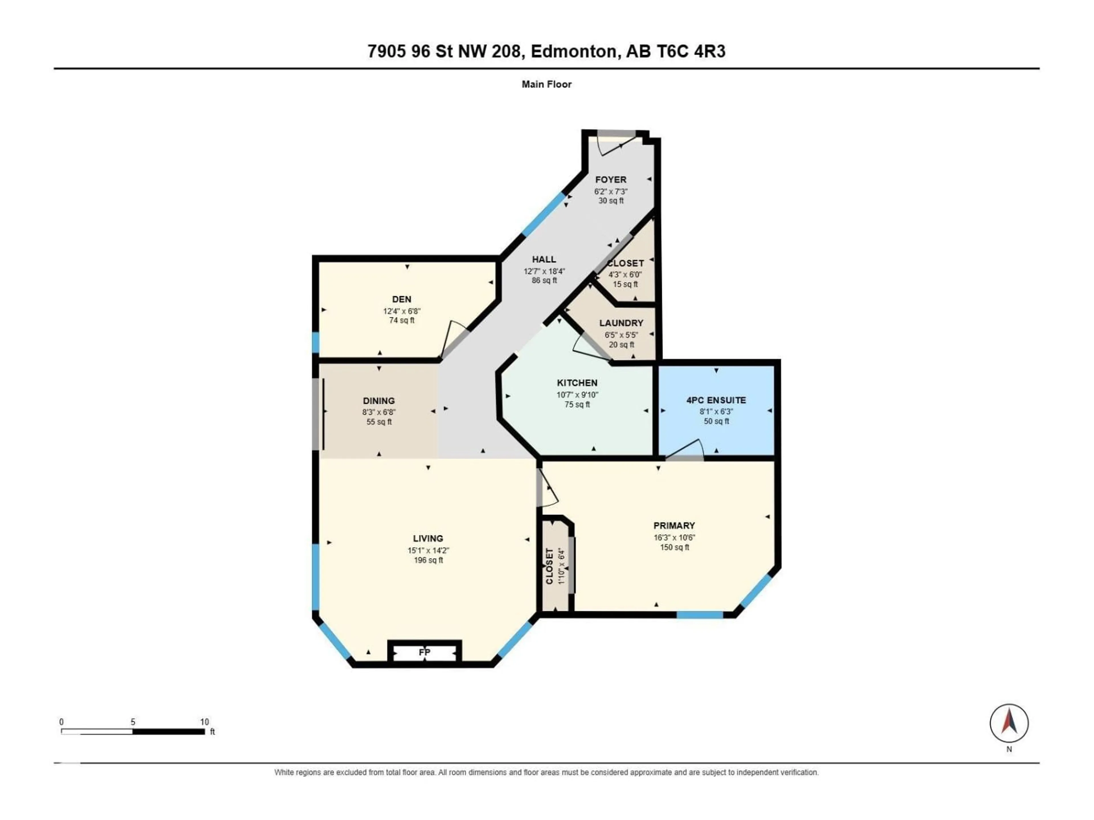 Floor plan for #208 - 7905 96 ST, Edmonton Alberta T6C4R3