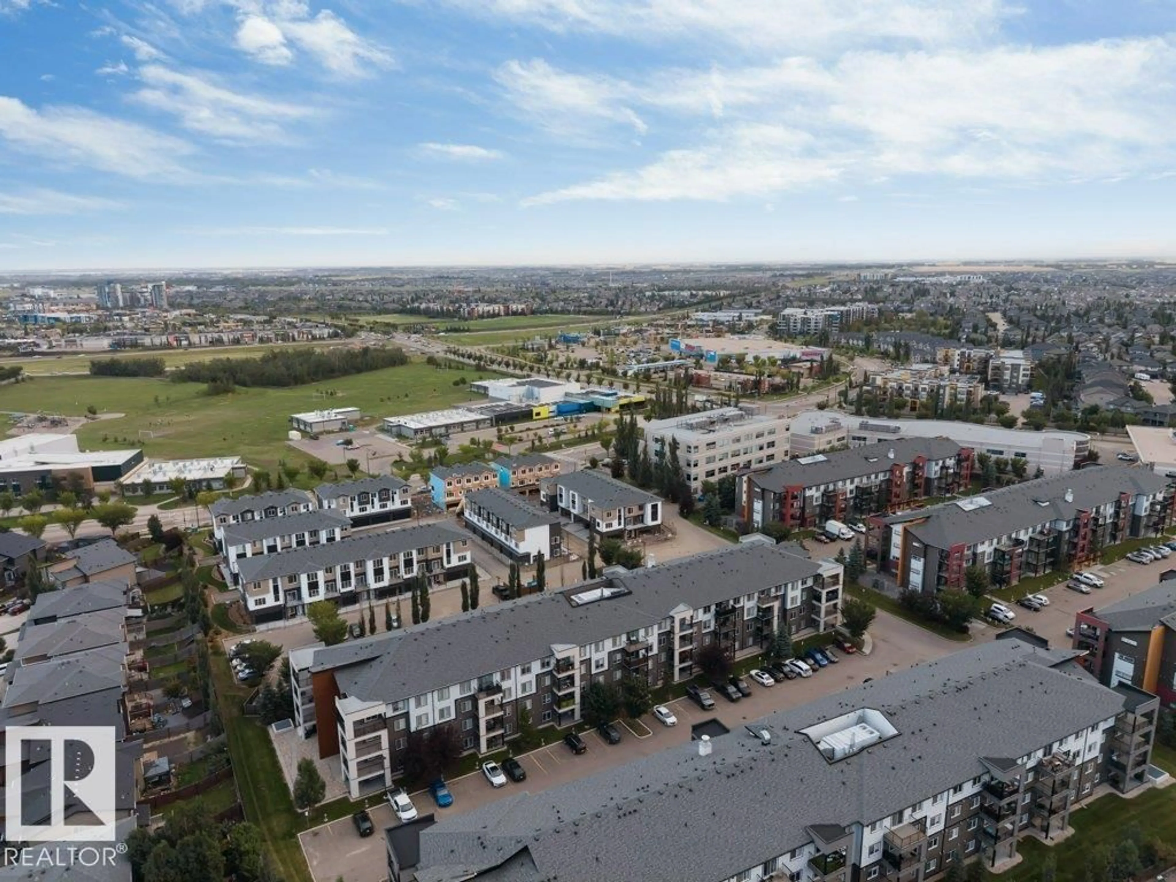 A pic from outside/outdoor area/front of a property/back of a property/a pic from drone, city buildings view from balcony for 390 - 224 WINDERMERE RD, Edmonton Alberta T6W0R1