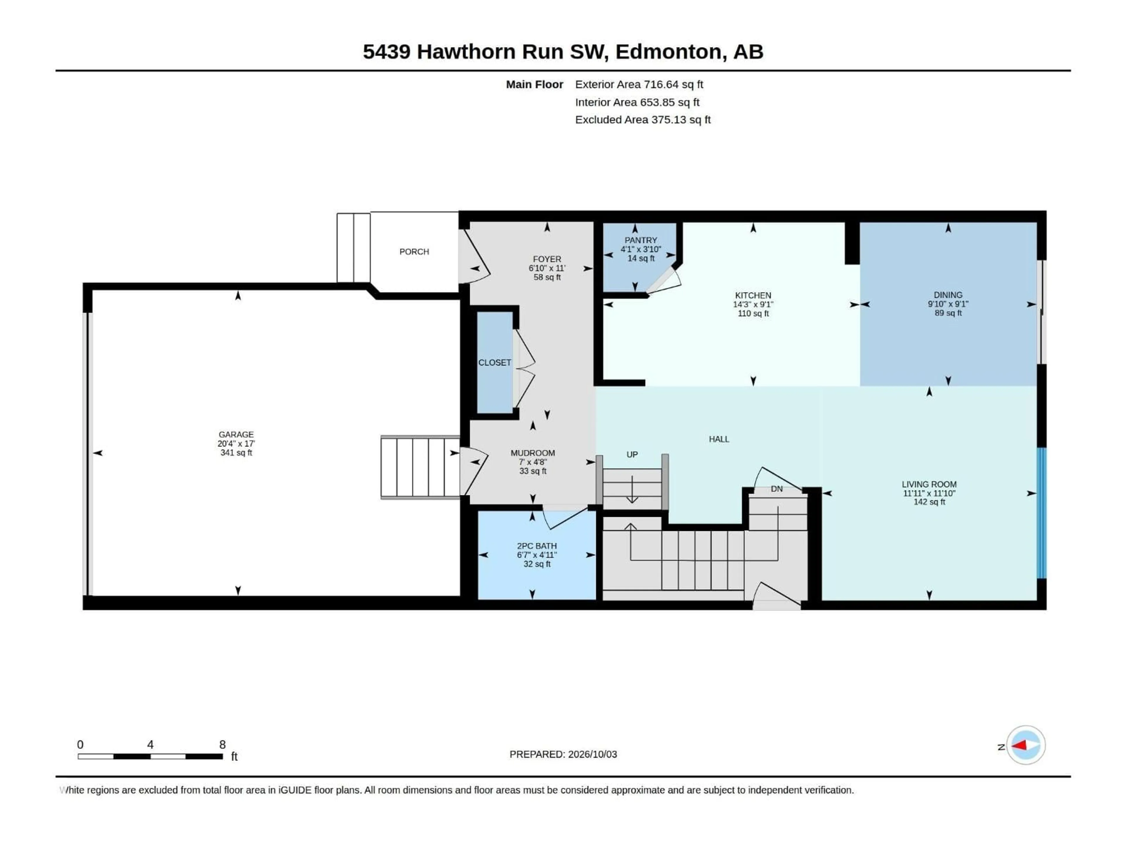 Floor plan for SW - 5439 HAWTHORN RU, Edmonton Alberta T6X3K5