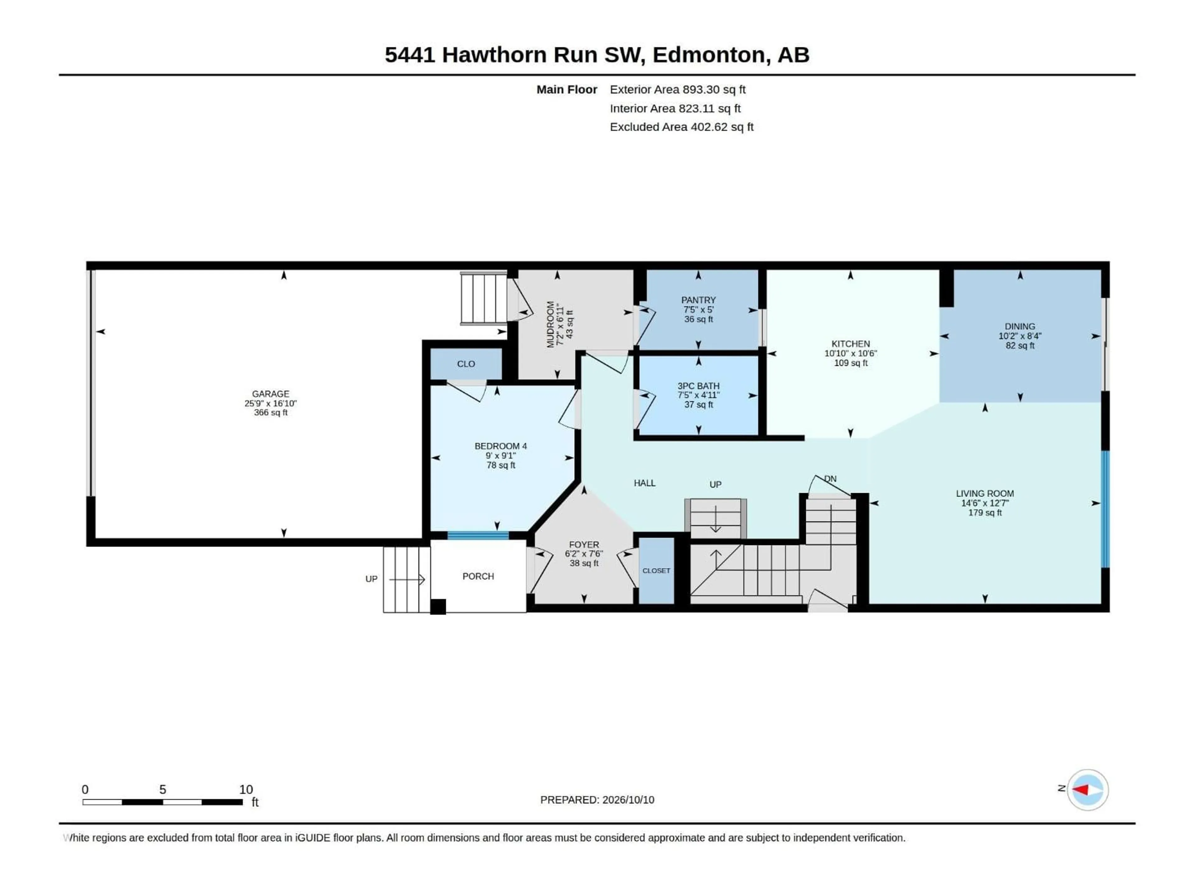 Floor plan for SW - 5441 HAWTHORN RU, Edmonton Alberta T6X3K5