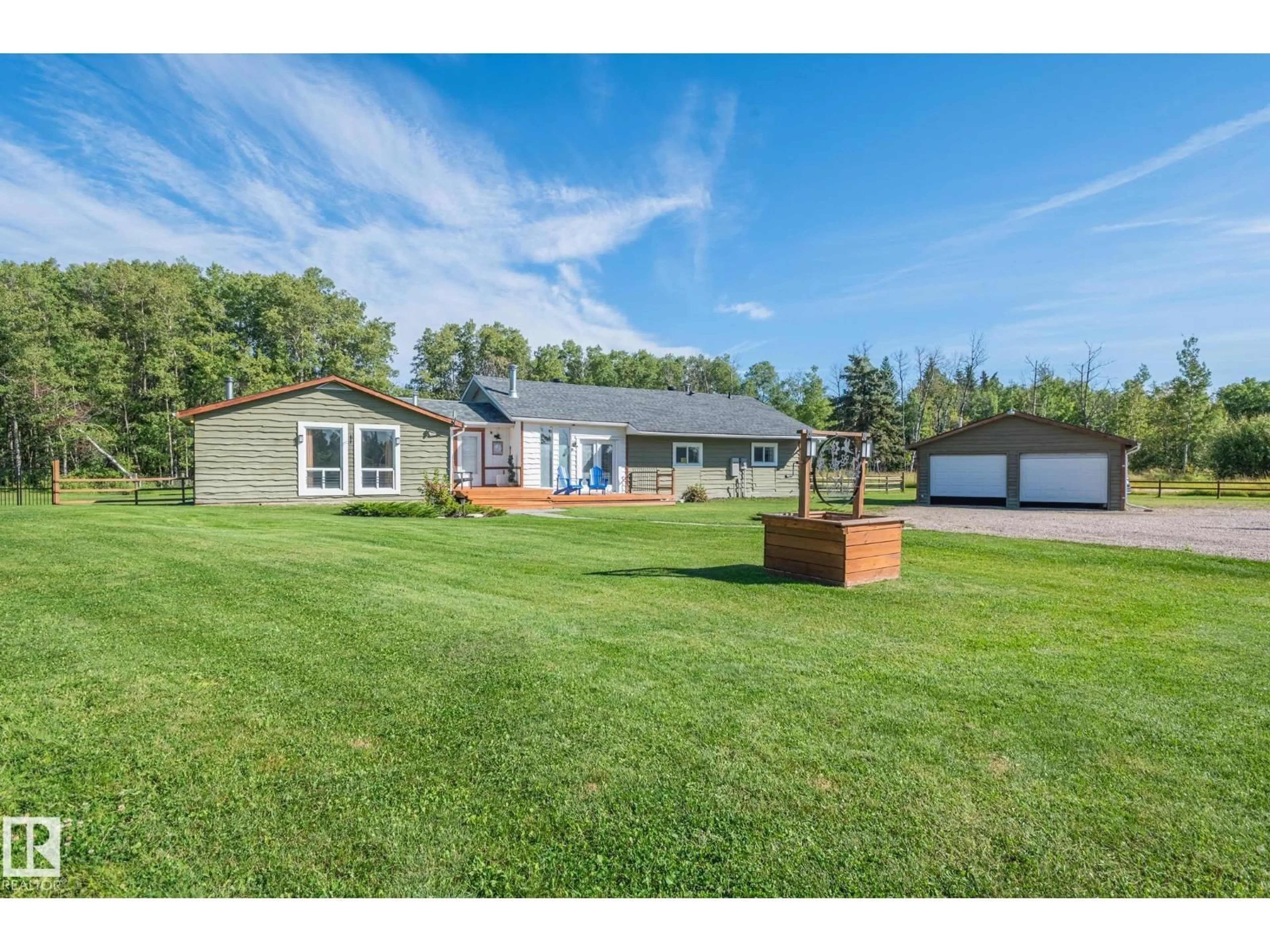 A pic from outside/outdoor area/front of a property/back of a property/a pic from drone, water/lake/river/ocean view for 21508 WYE ROAD, Rural Strathcona County Alberta T8E2J2