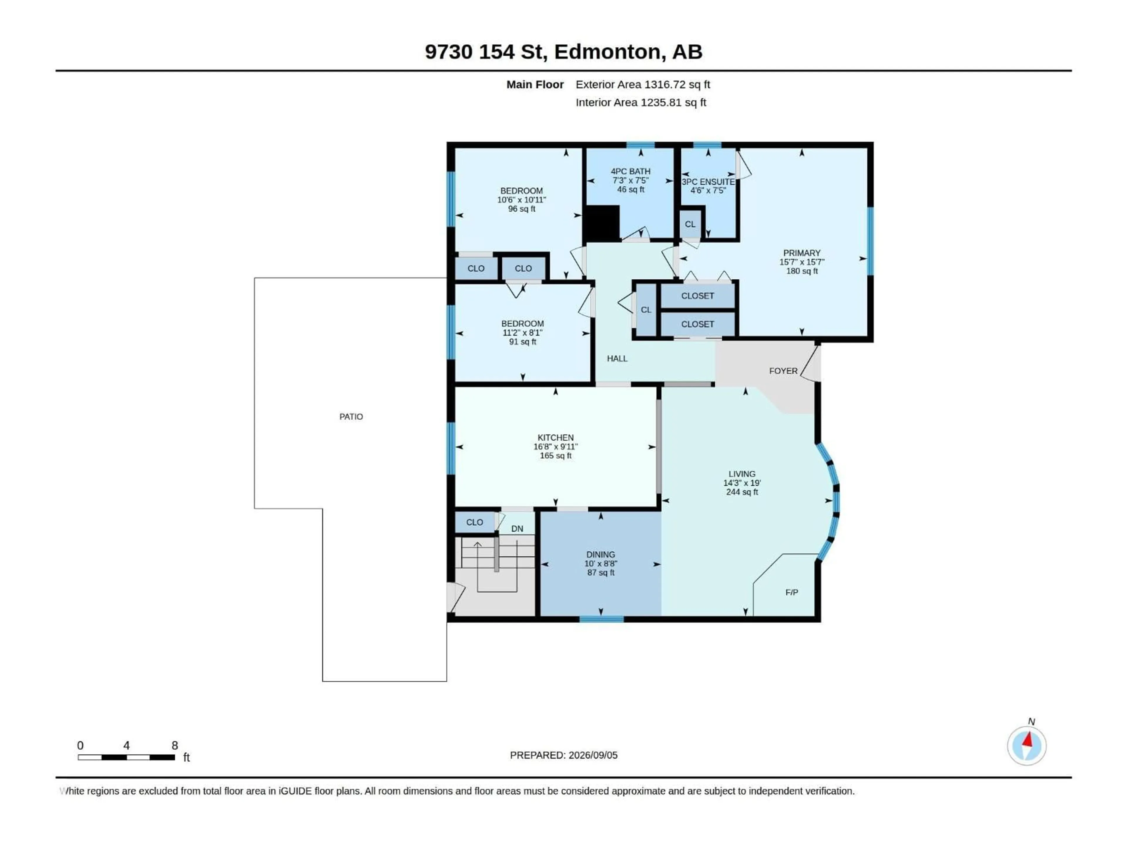 Floor plan for 9730 154 ST, Edmonton Alberta T5P2G3