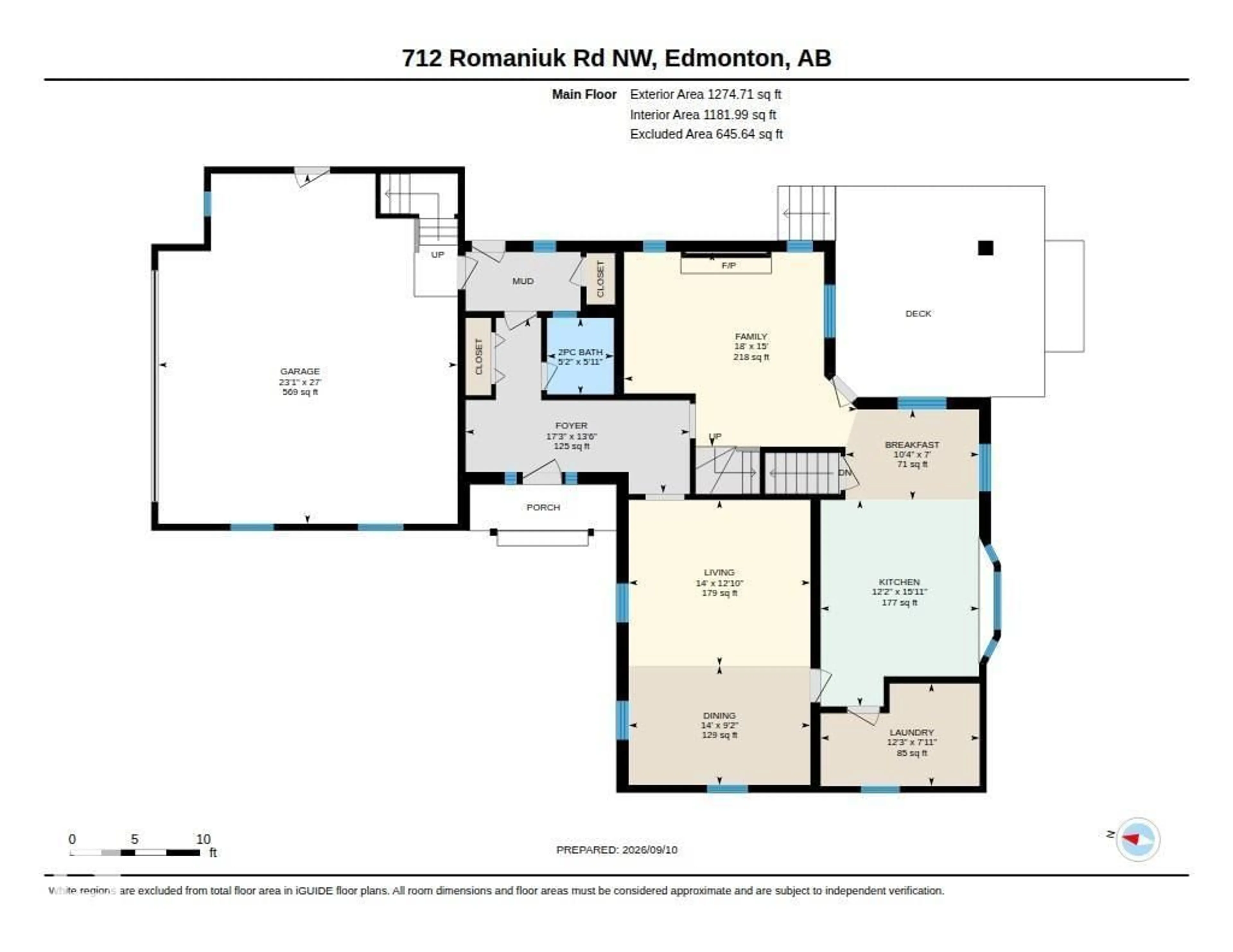 Floor plan for 712 ROMANIUK RD, Edmonton Alberta T6R1A5
