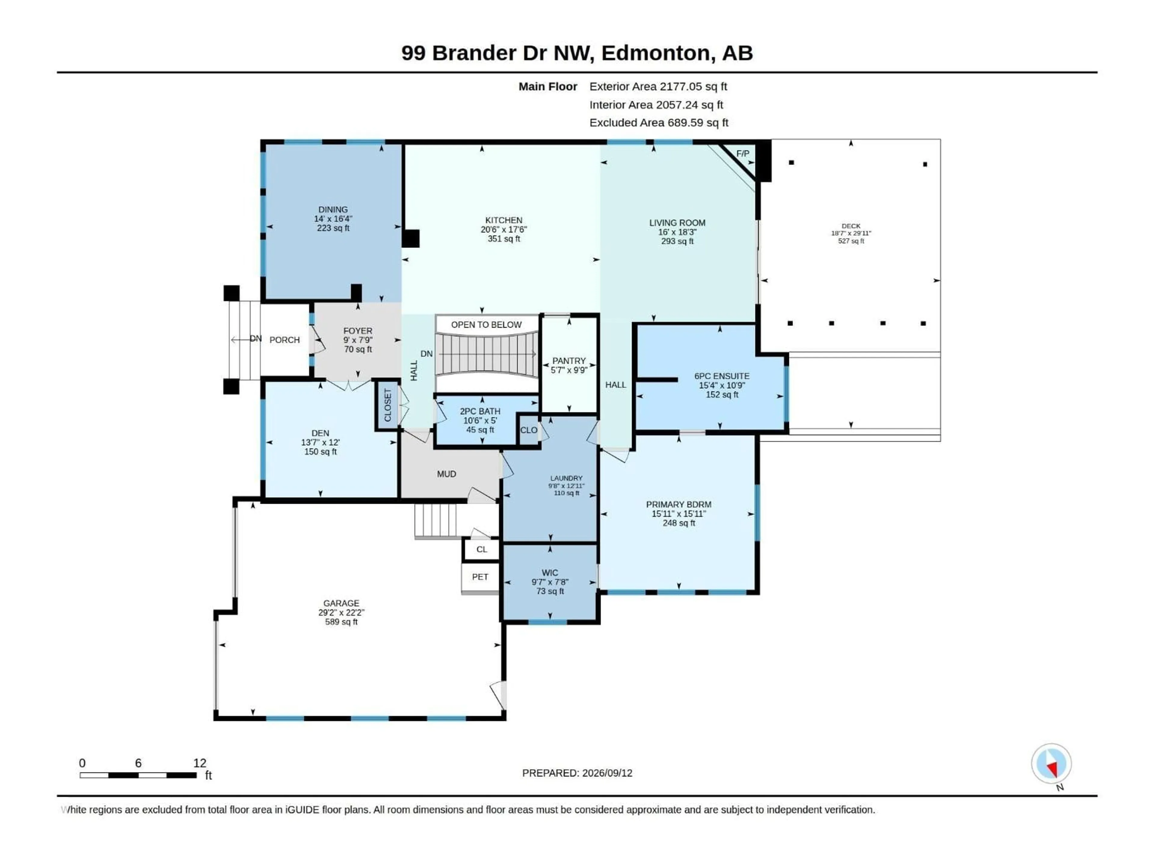 Floor plan for 99 BRANDER DR, Edmonton Alberta T6H4X5