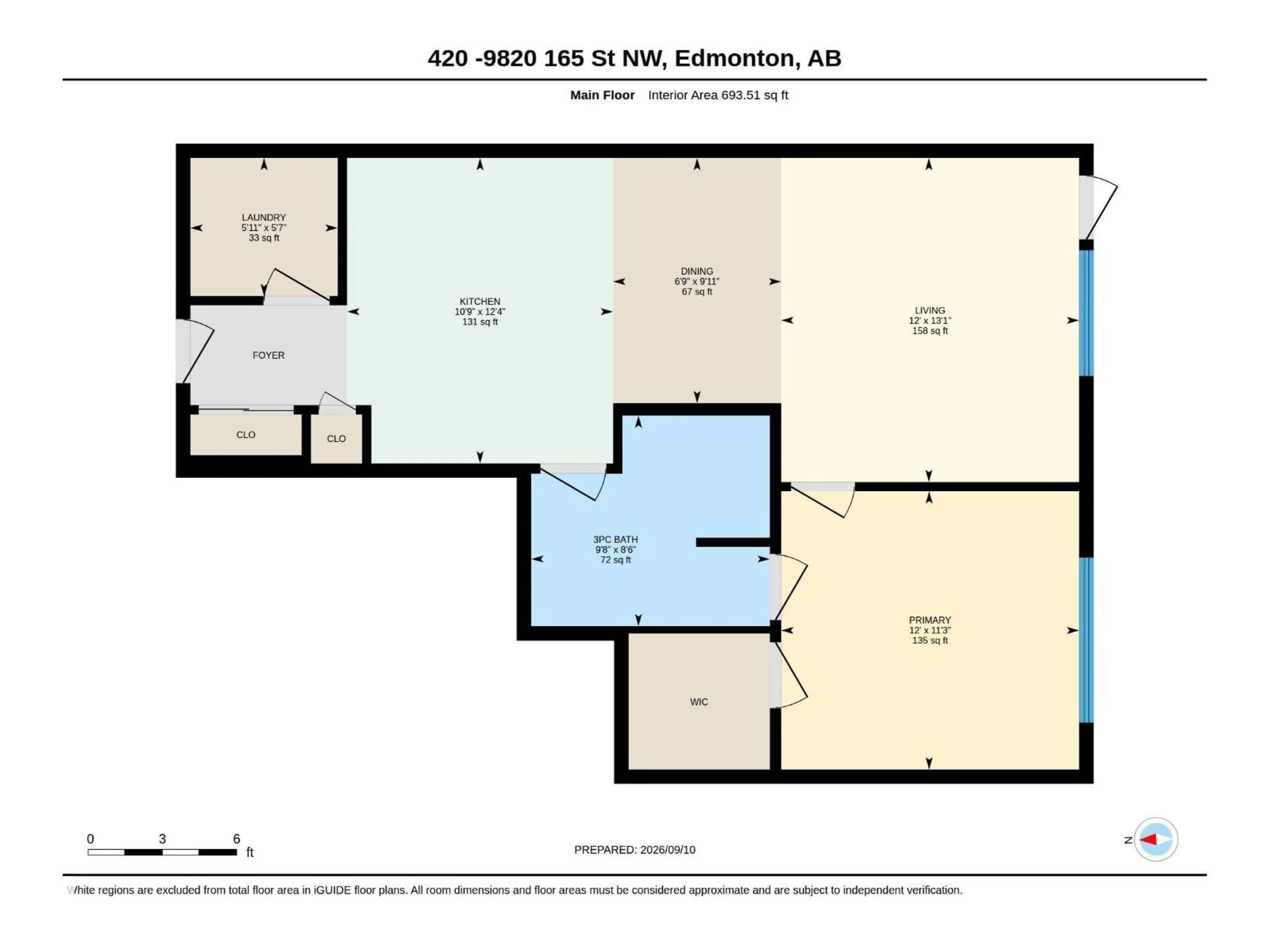 Floor plan for 9820 - 420 165 ST NW, Edmonton Alberta T5P0N3
