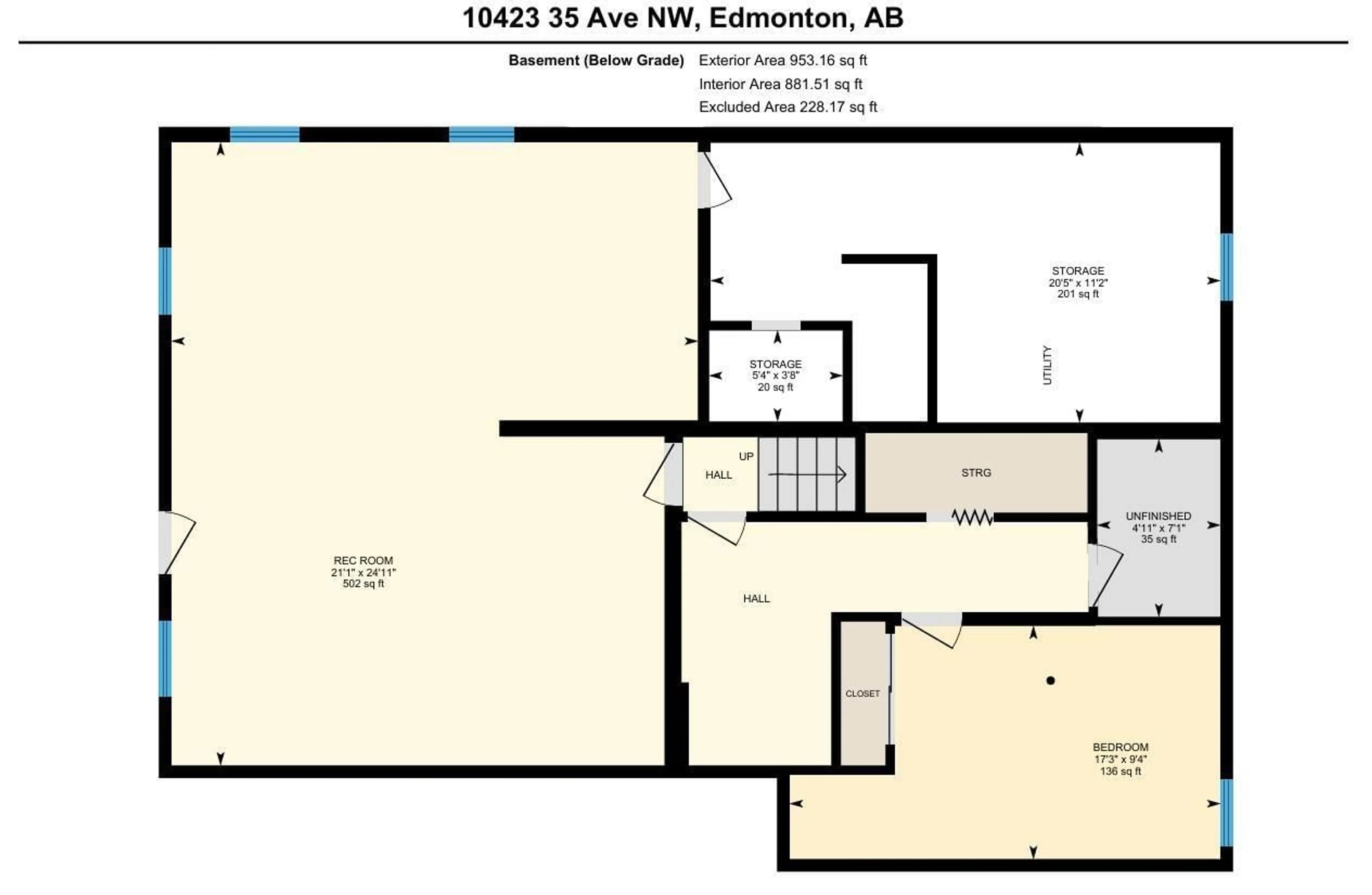 Floor plan for NW - 10423 35 AV, Edmonton Alberta T6J2M8