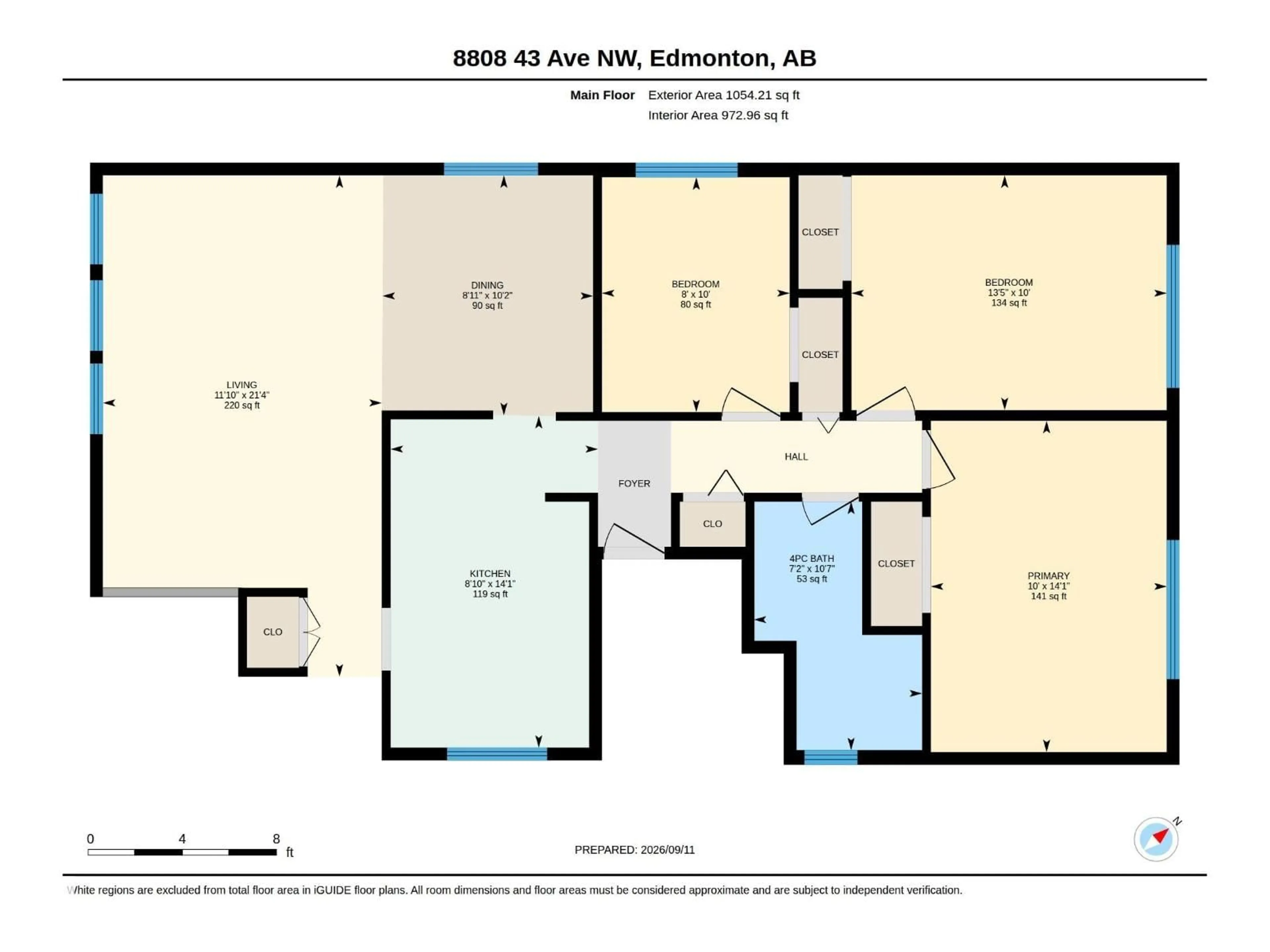 Floor plan for 8808 43 AV, Edmonton Alberta T6K1A7