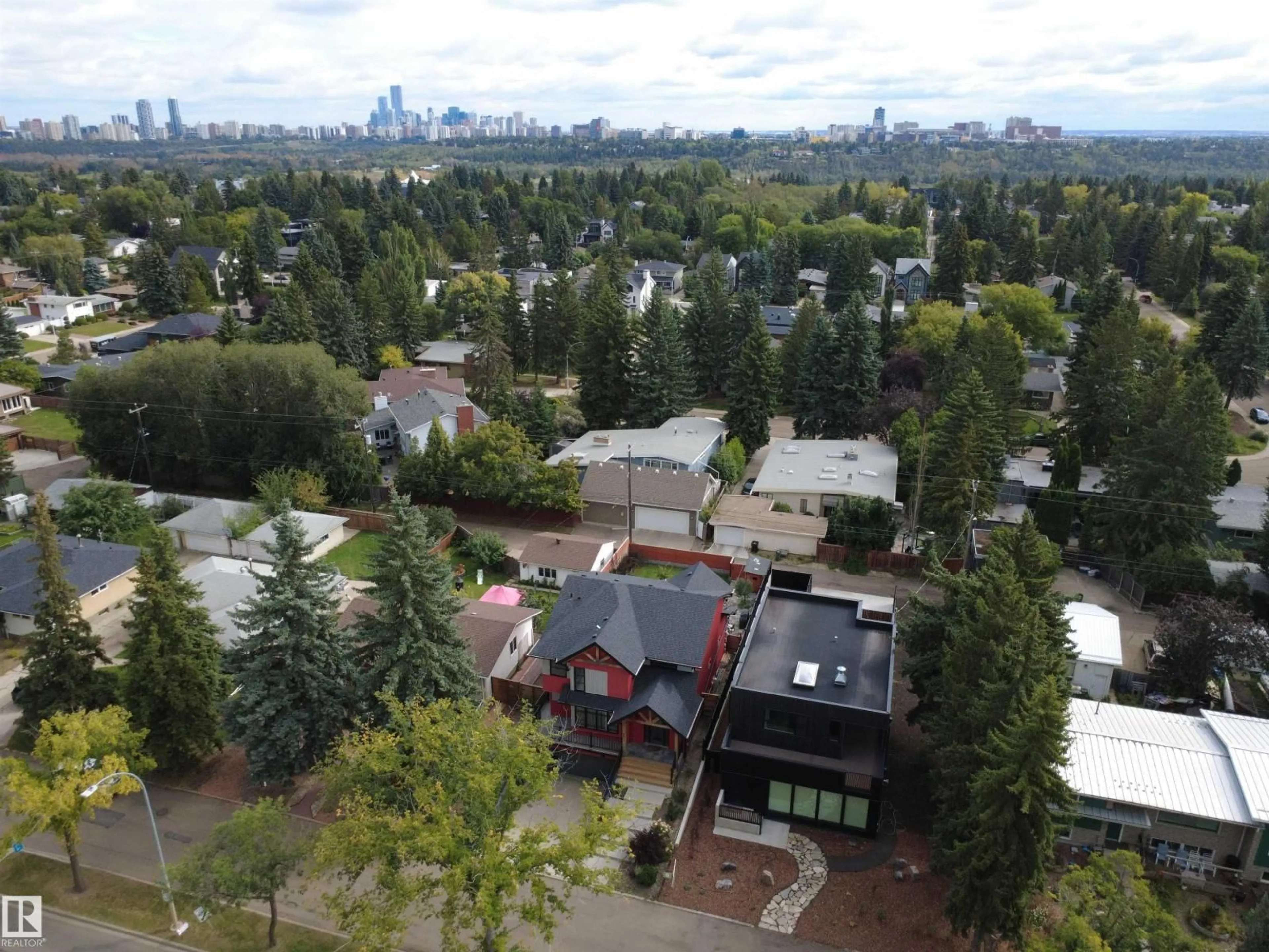A pic from outside/outdoor area/front of a property/back of a property/a pic from drone, city buildings view from balcony for 8815 142 ST, Edmonton Alberta T5S2H6
