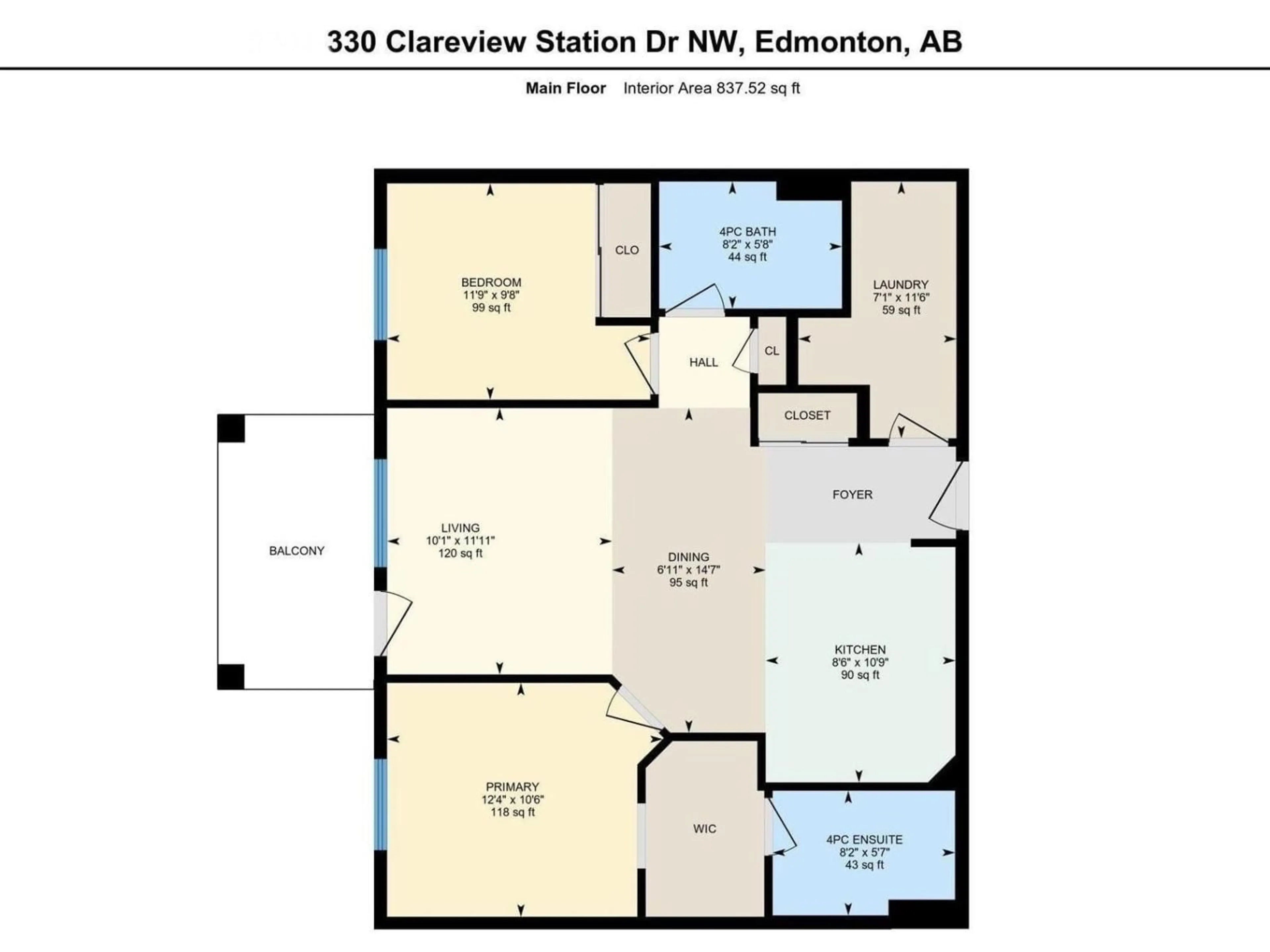 Floor plan for #1122 - 1122 CLAREVIEW STATION DR DR, Edmonton Alberta T5Y0E6