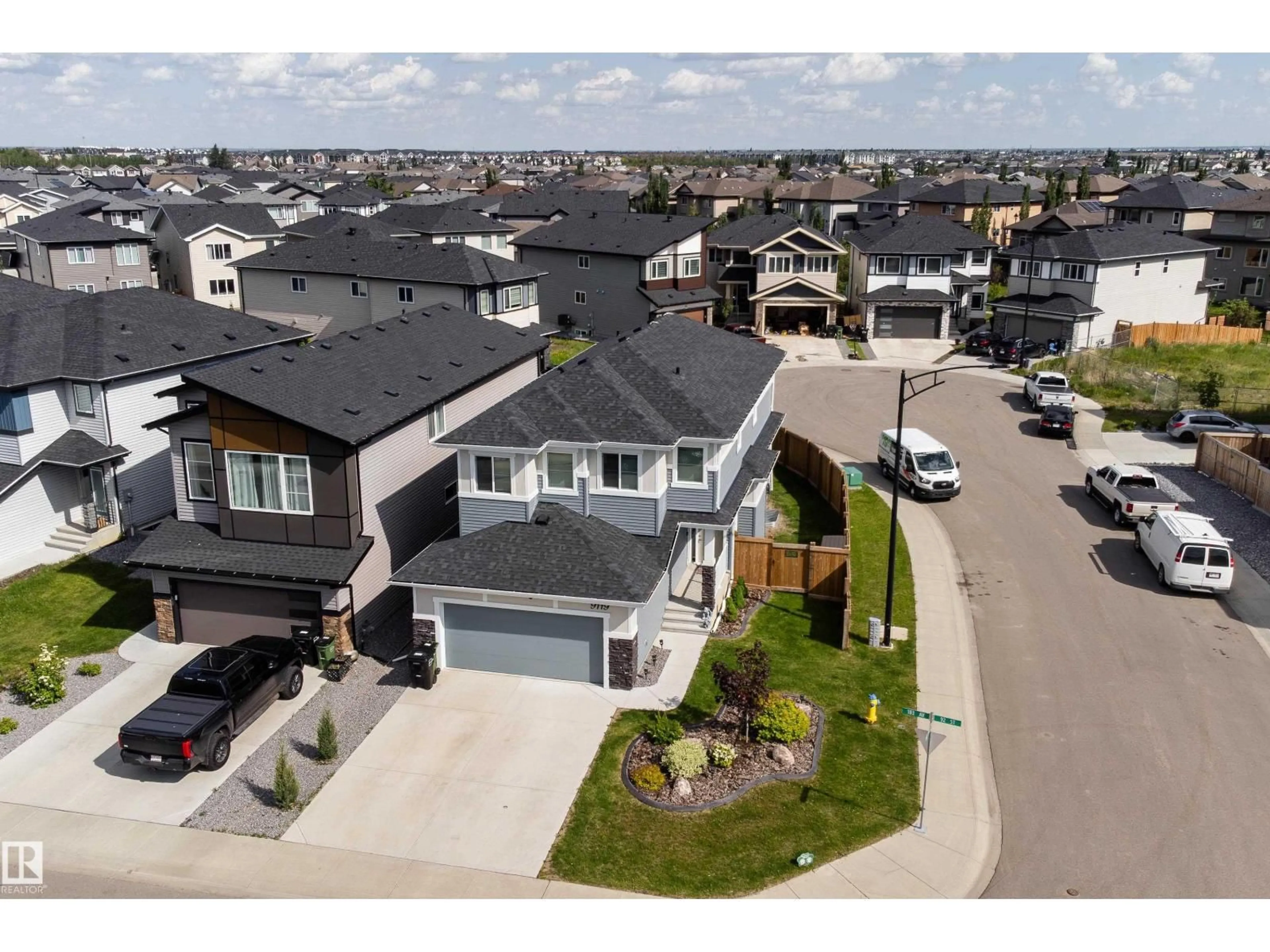 A pic from outside/outdoor area/front of a property/back of a property/a pic from drone, street for 9119 183 AV, Edmonton Alberta T5Z0S6