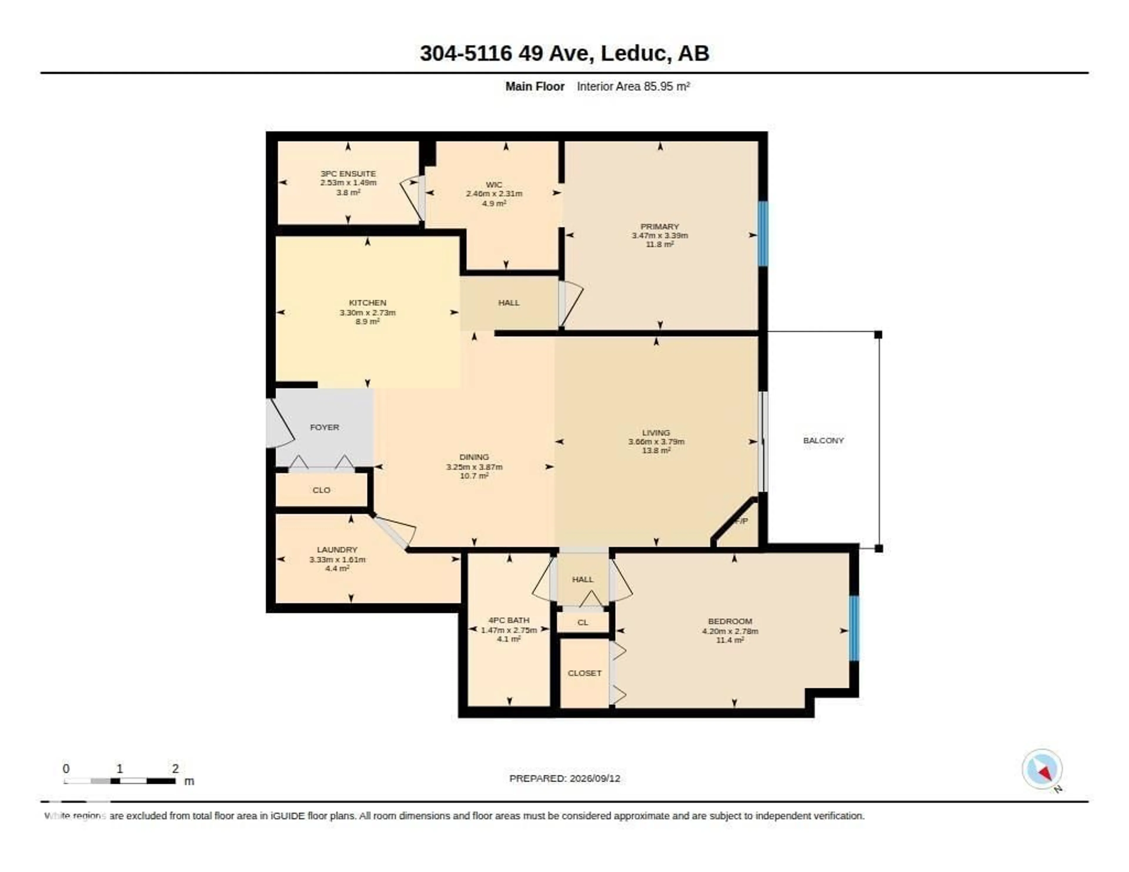 Floor plan for #304 - 5116 49 AV, Leduc Alberta T9E8K1