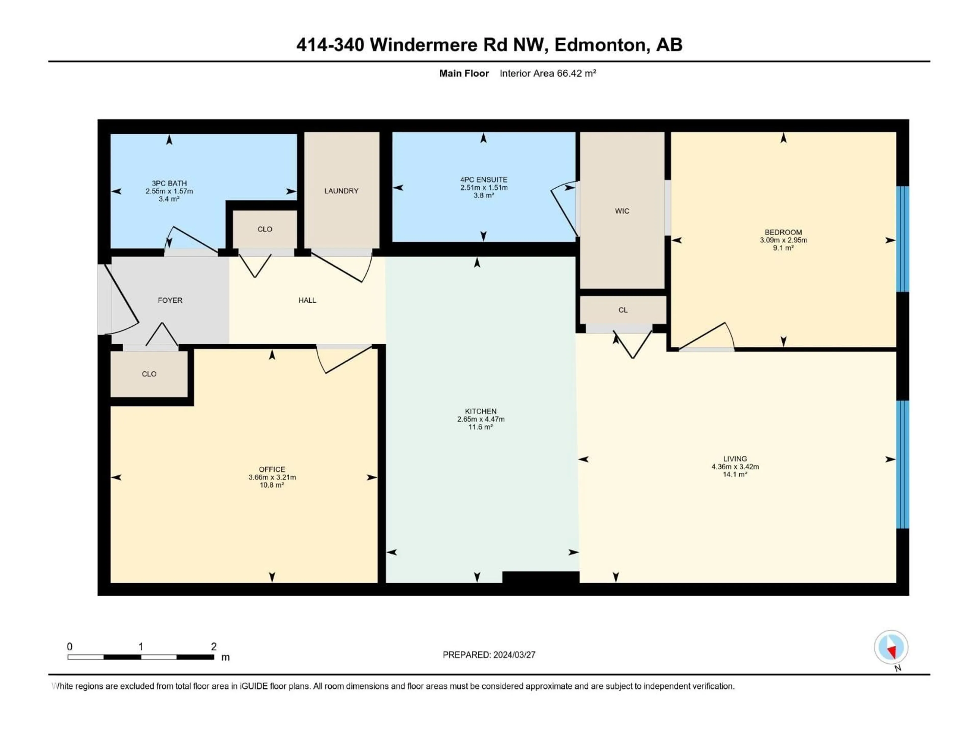 Floor plan for #414 - 340 WINDERMERE RD, Edmonton Alberta T6W2P2