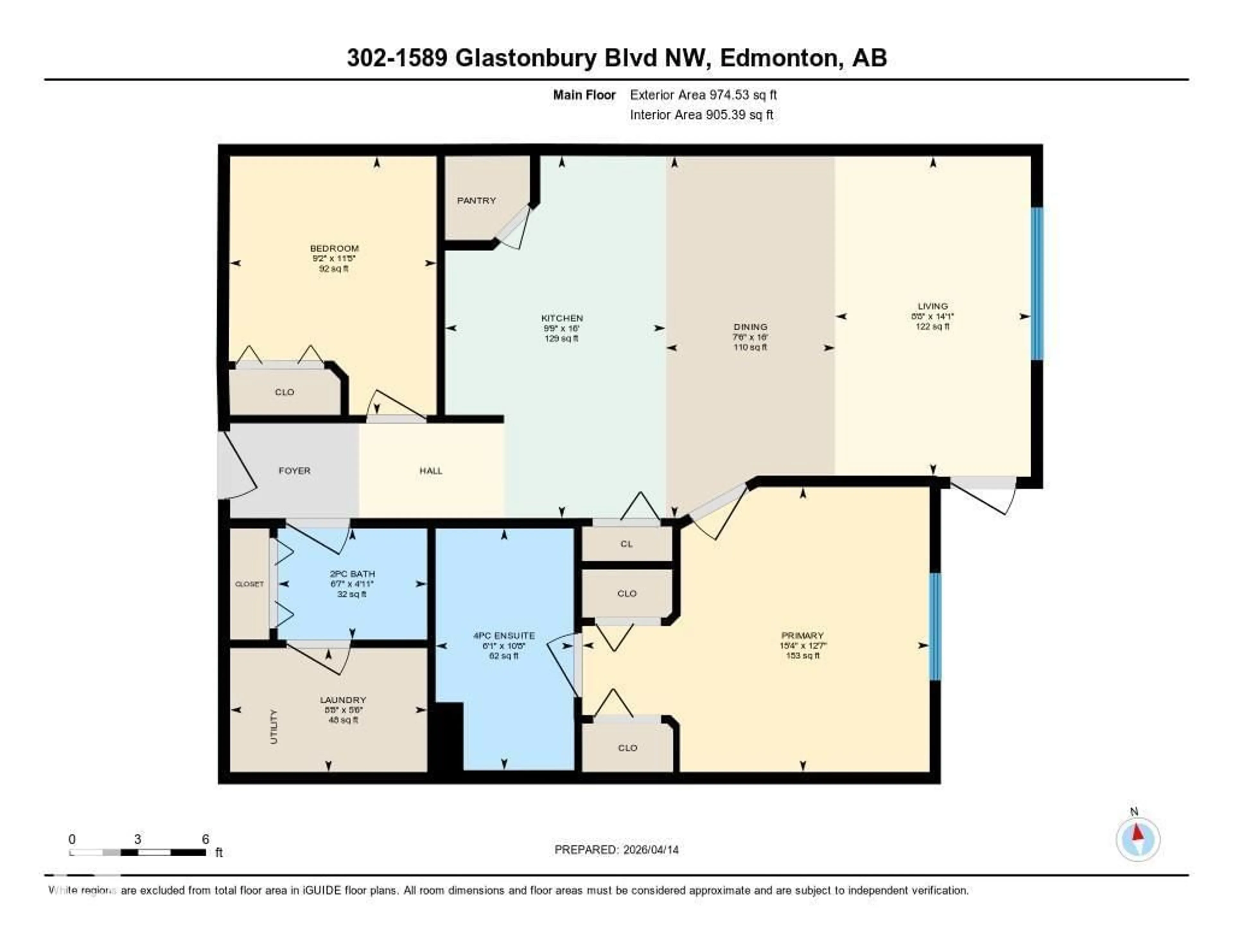 Floor plan for #302 - 1589 GLASTONBURY BV, Edmonton Alberta T5T2V1