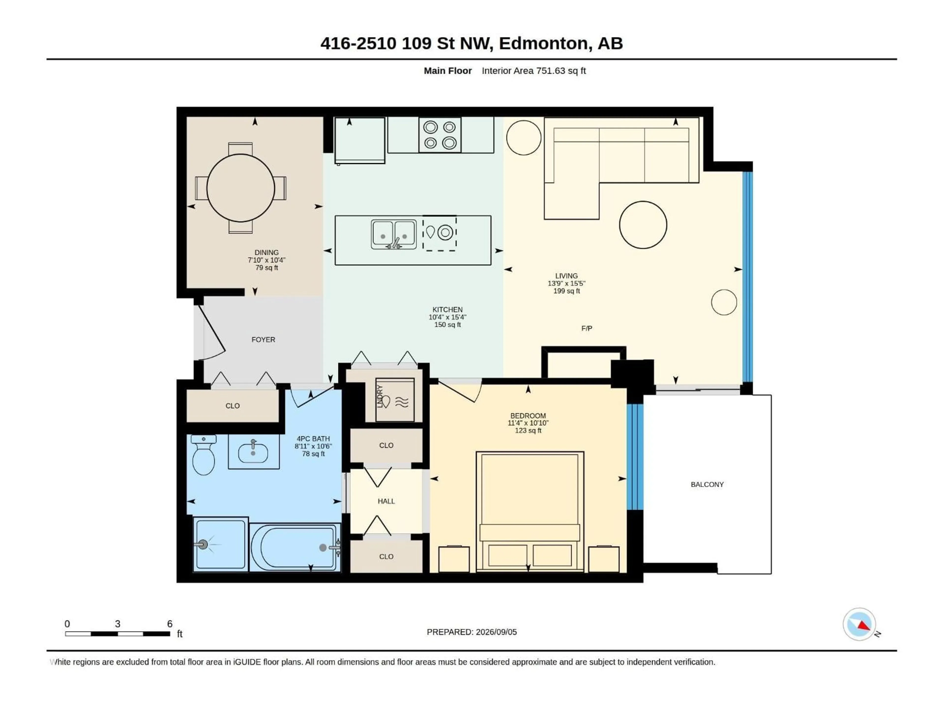 Floor plan for #416 - 2510 109 ST, Edmonton Alberta T6J2X1