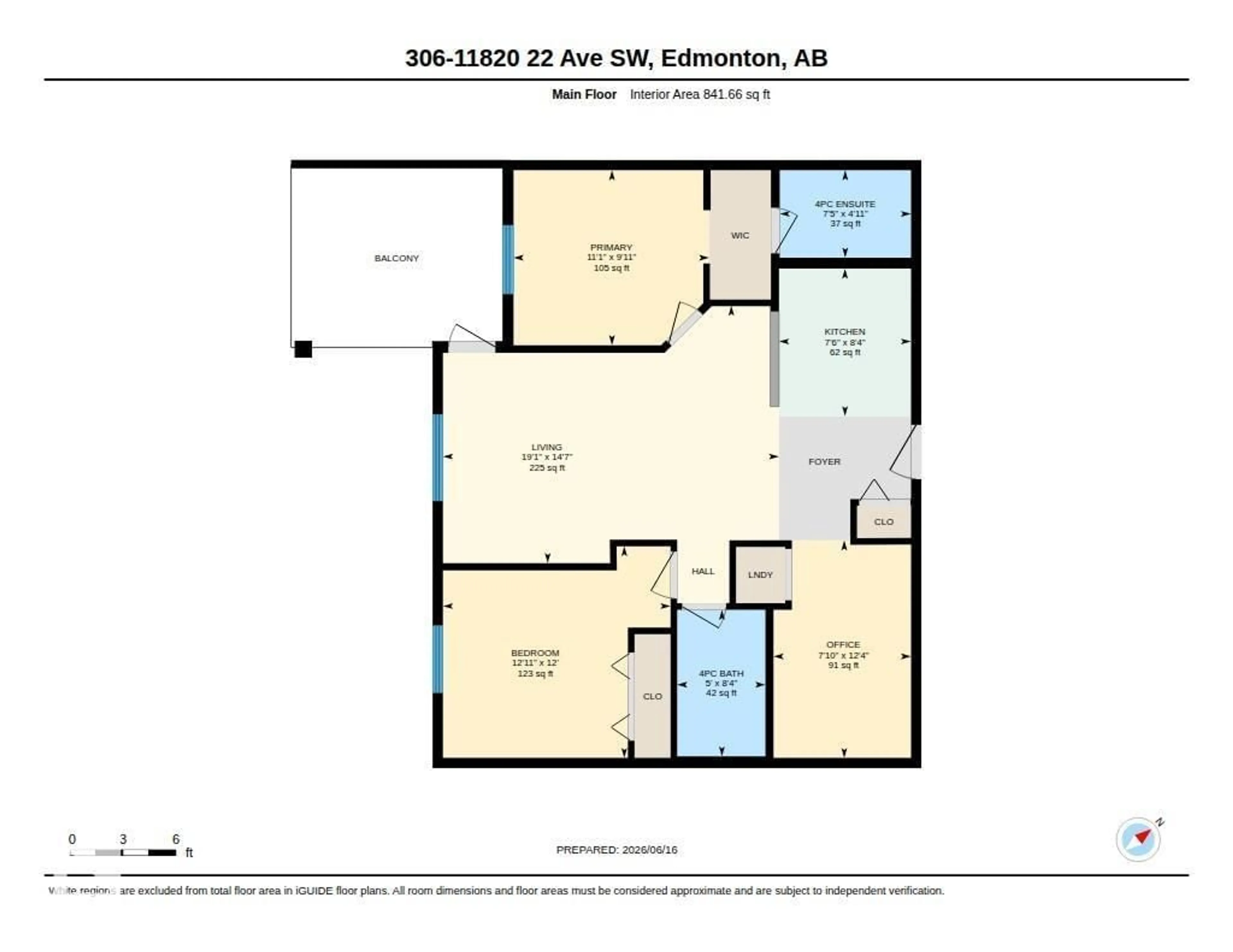 Floor plan for 306 - 11820 22 AV, Edmonton Alberta T6W2A2