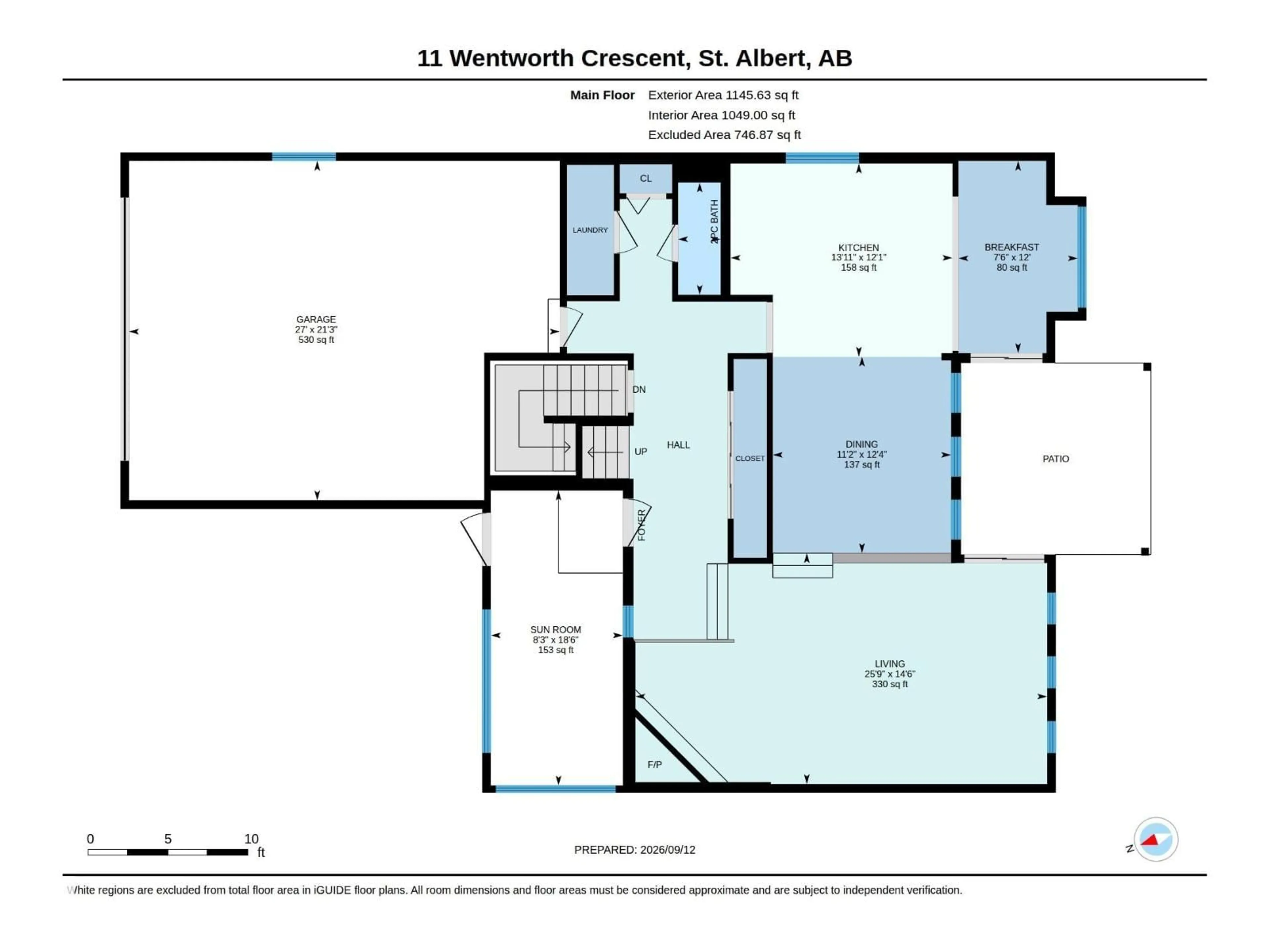 Floor plan for 11 WENTWORTH CR, St. Albert Alberta T8N3G7