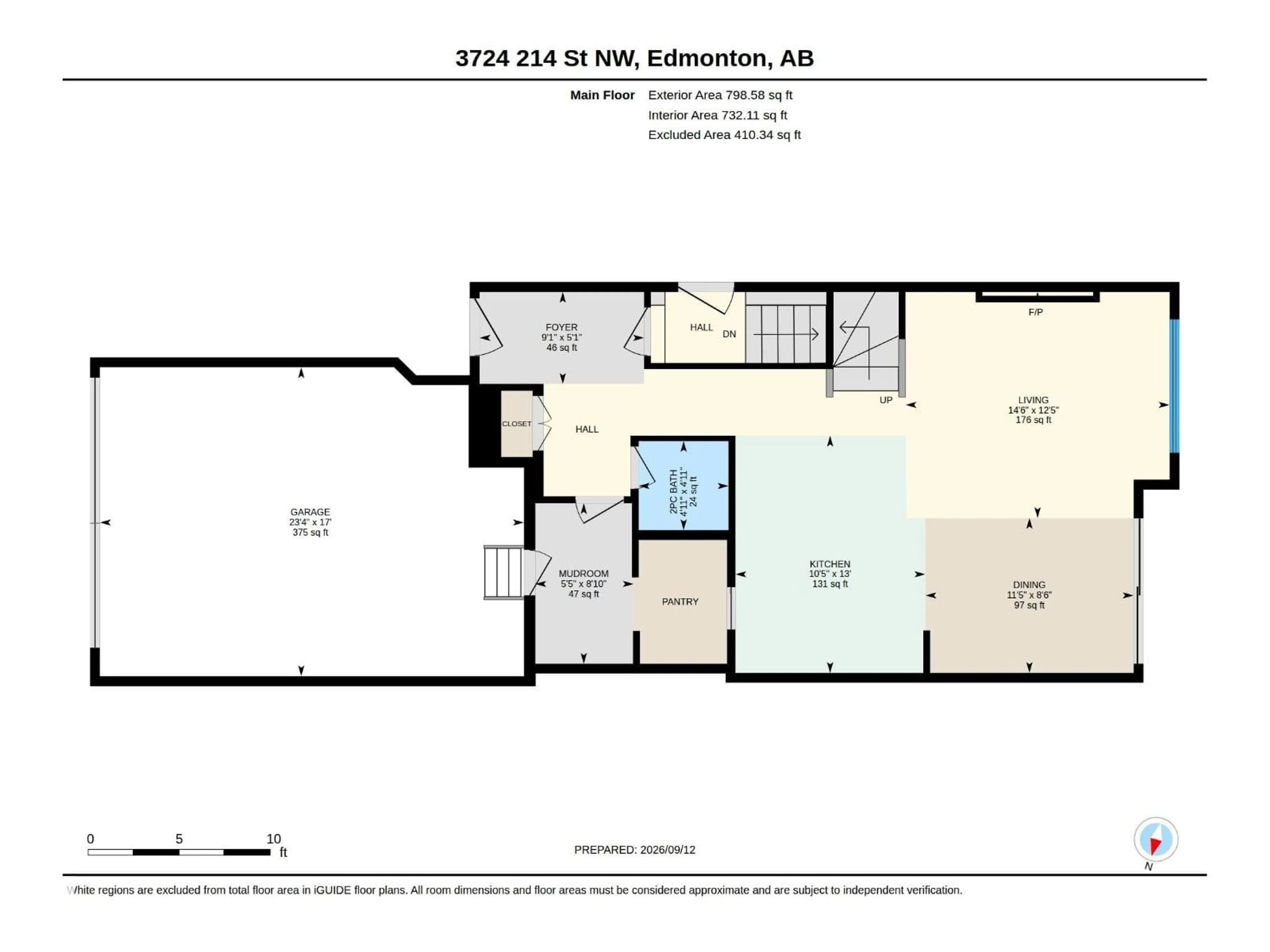 Floor plan for NW - 3724 214 ST, Edmonton Alberta T6M1S4