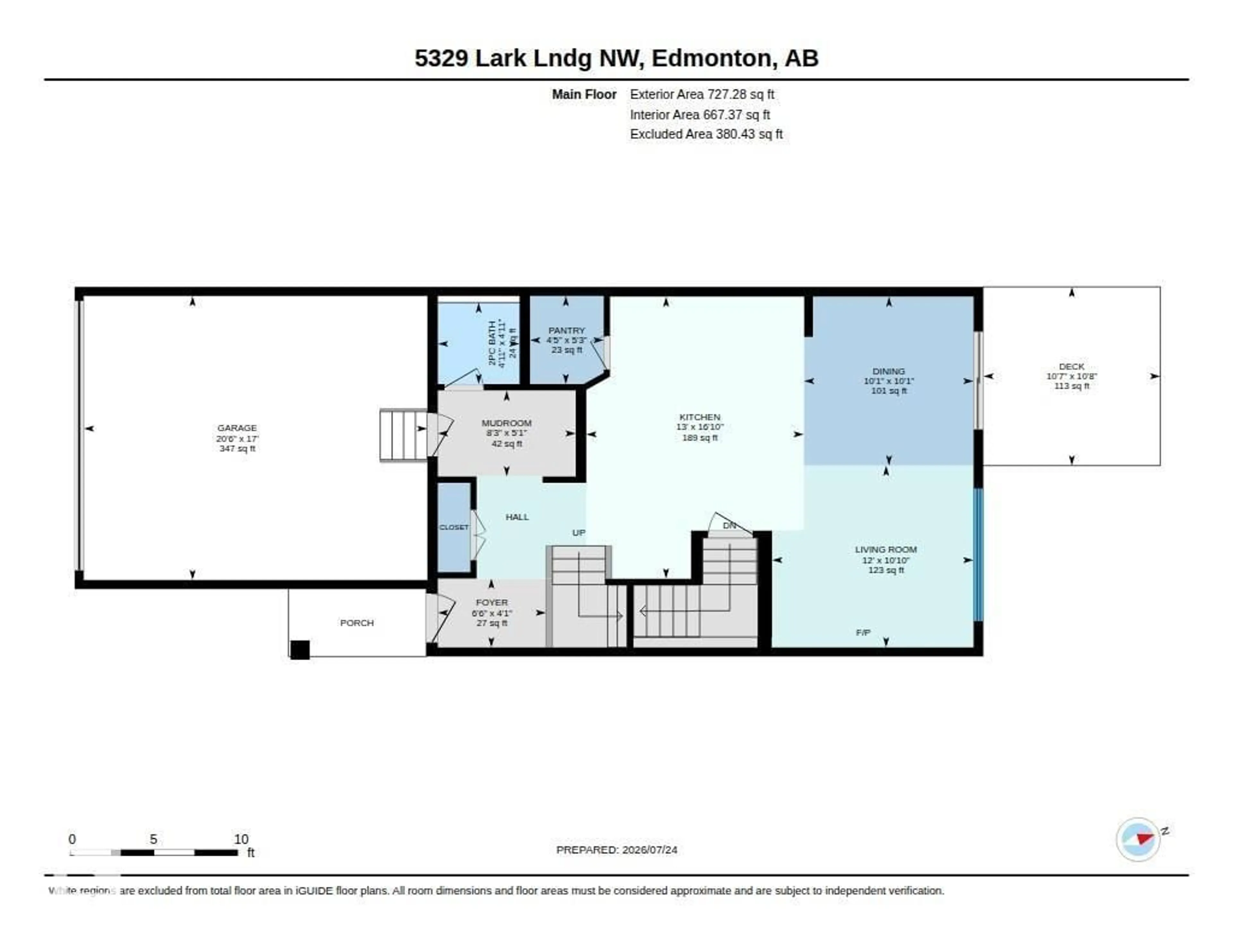 Floor plan for 5329 LARK LD, Edmonton Alberta T5S0P2