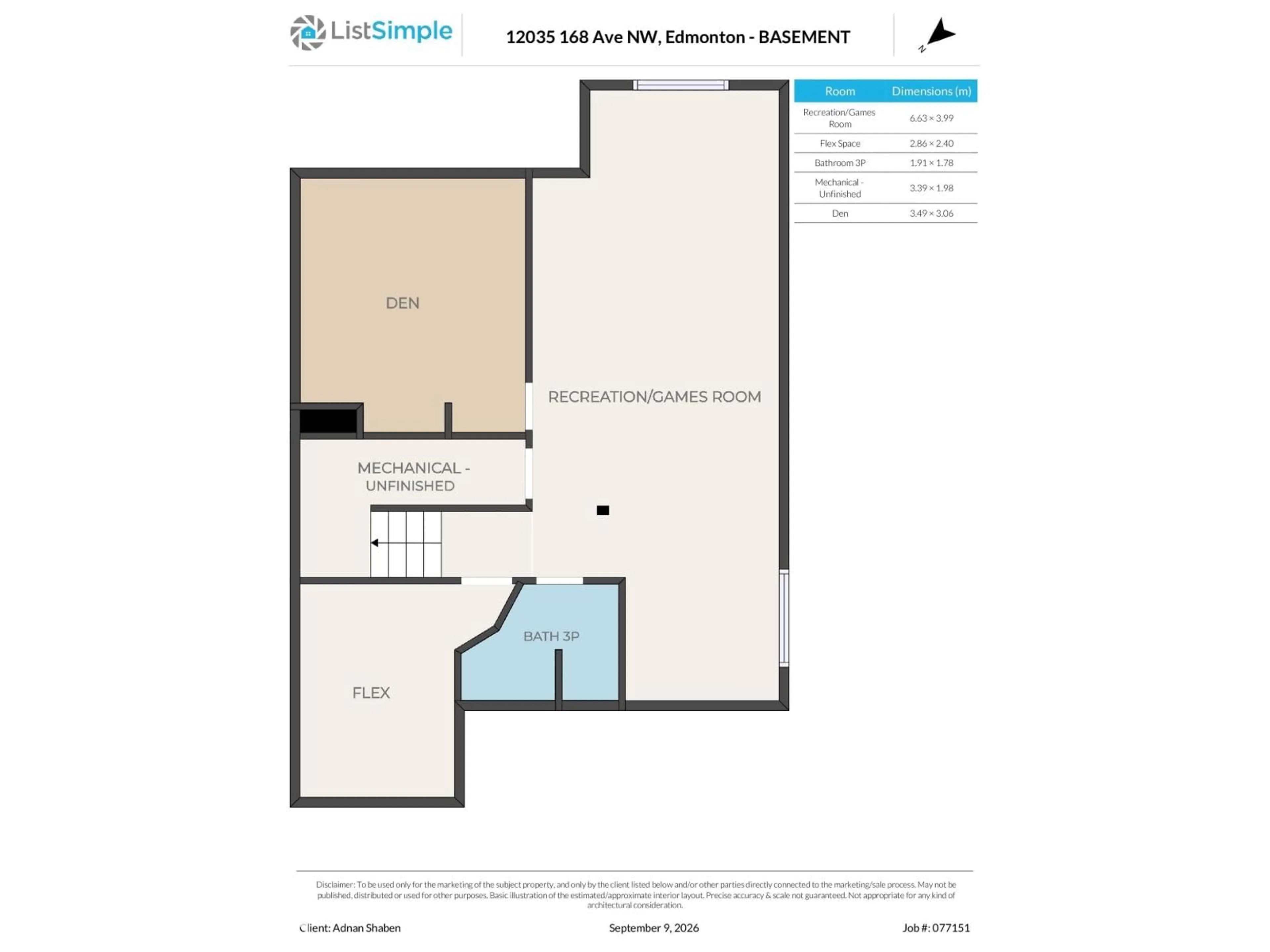 Floor plan for 12035 168 AV, Edmonton Alberta T5X0H8