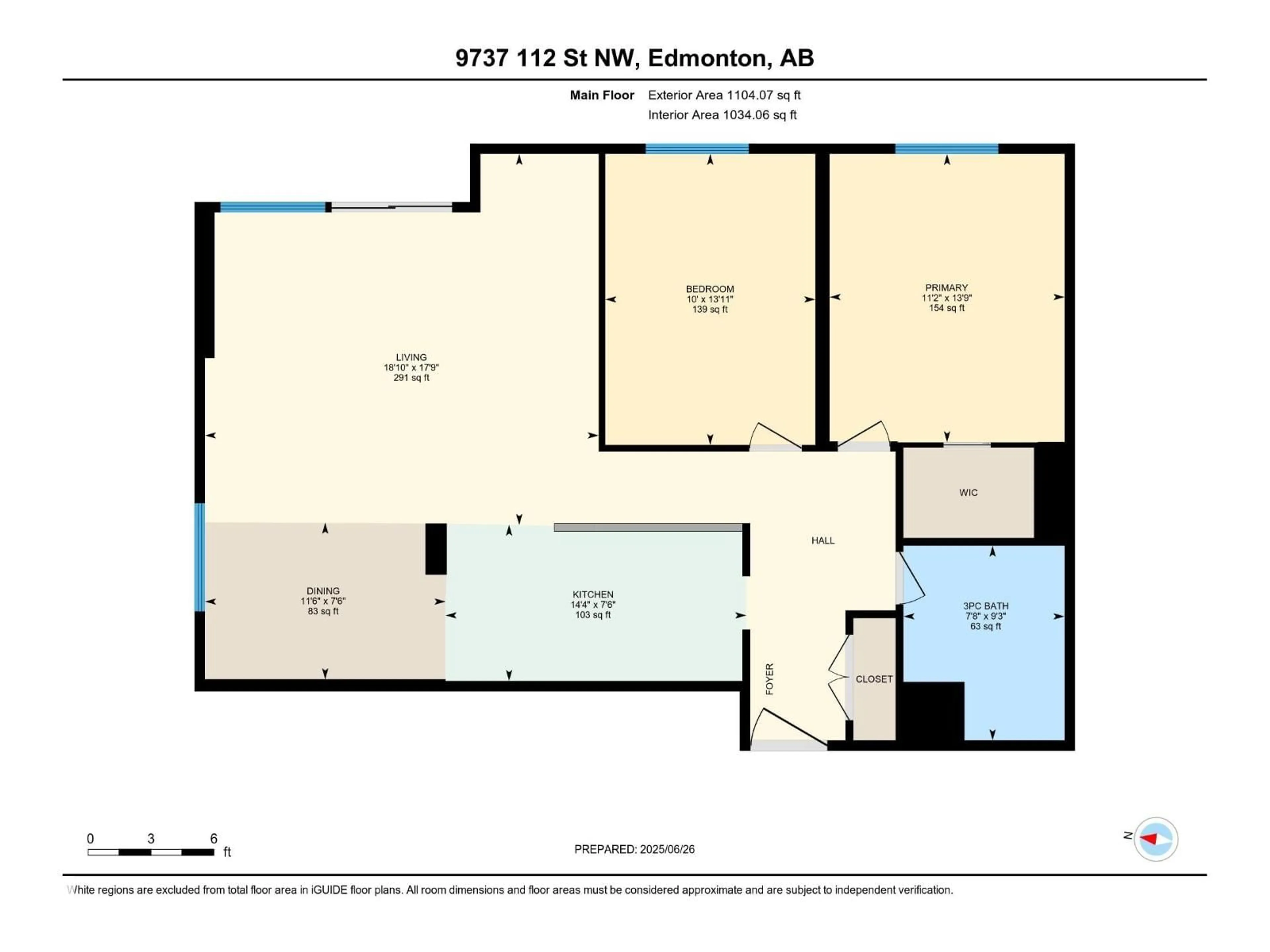 Floor plan for 9737 - 1203 112 ST, Edmonton Alberta T5K1L3
