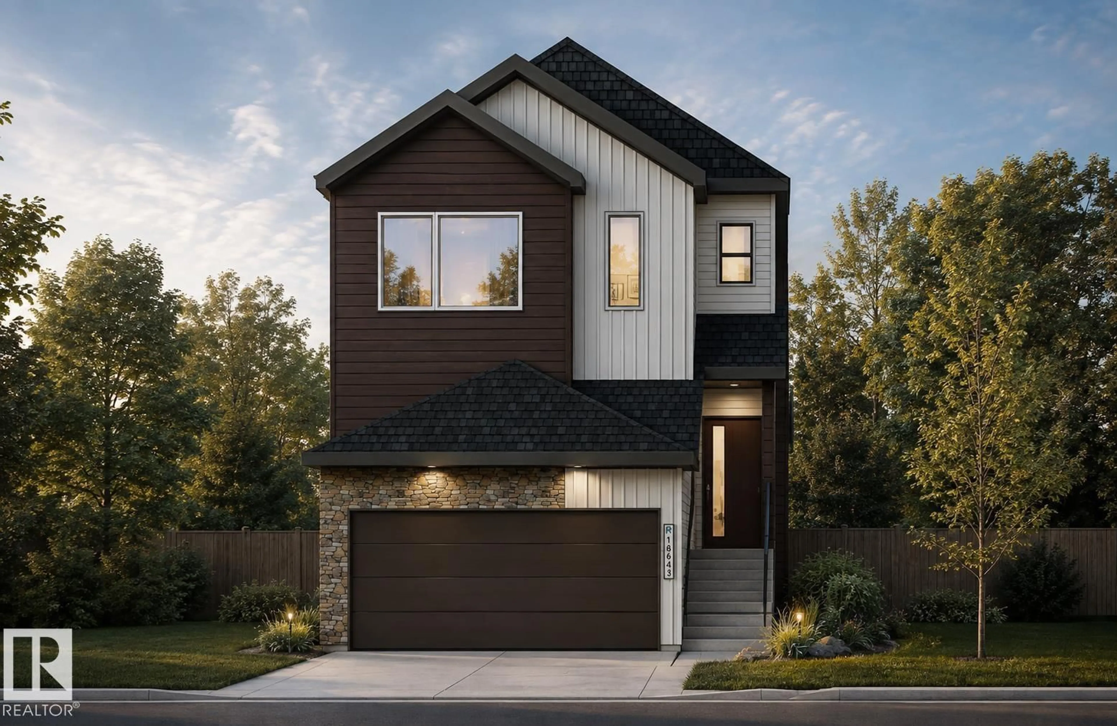 Home with brick exterior material, street for 18643 19 AV, Edmonton Alberta T6M3M9