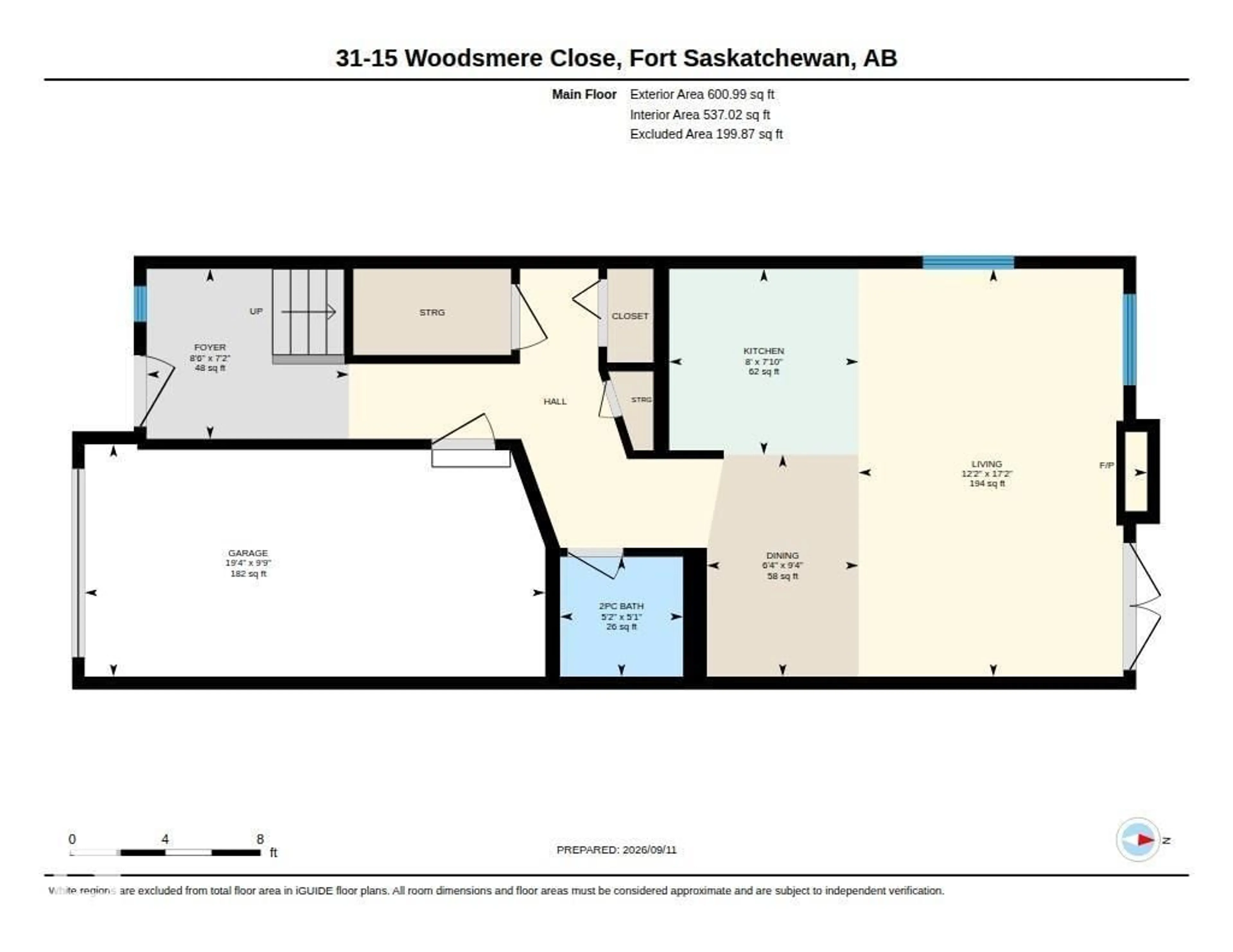 Floor plan for 15 - 31 WOODSMERE CL, Fort Saskatchewan Alberta T8L4S2