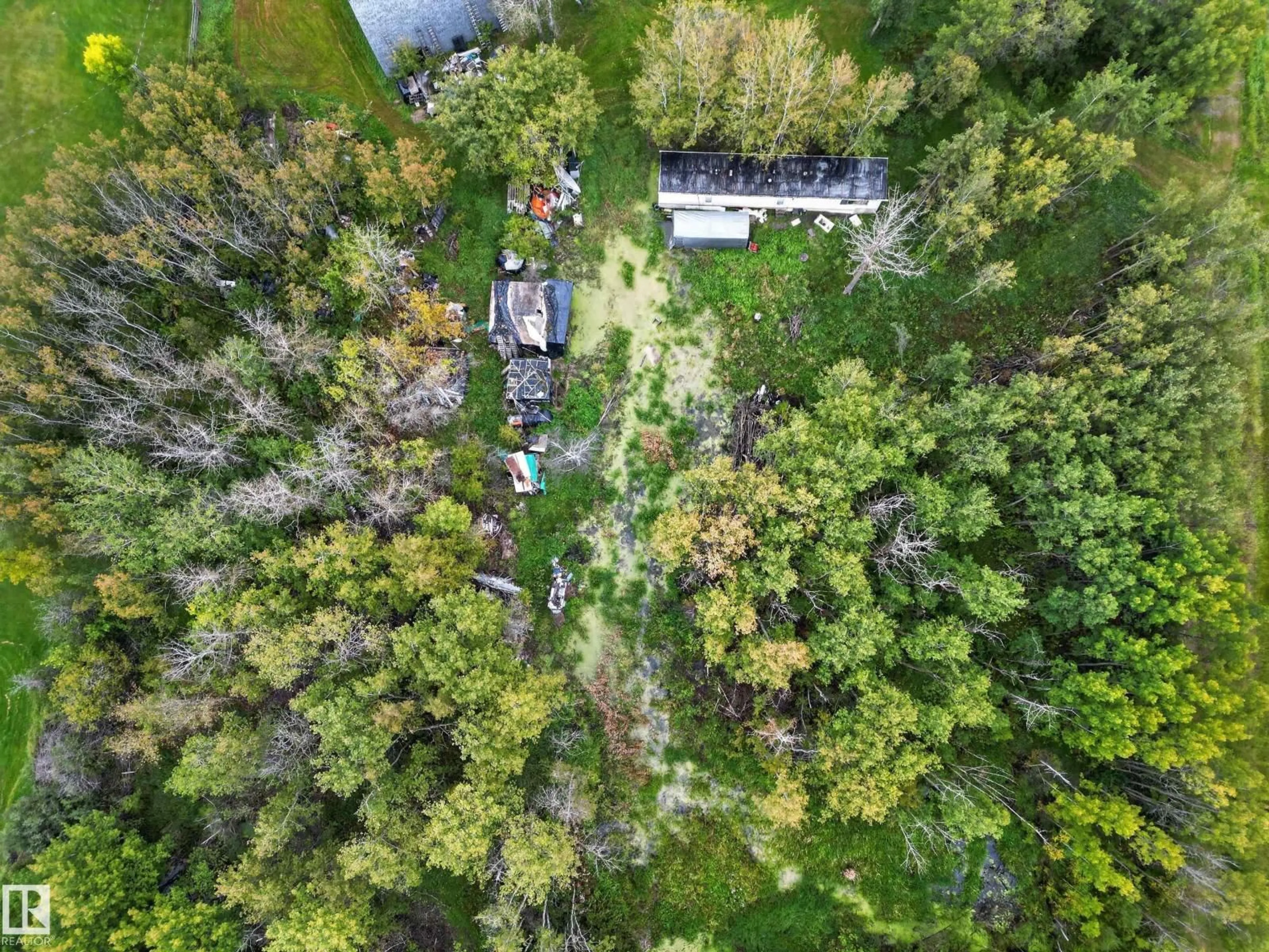 A pic from outside/outdoor area/front of a property/back of a property/a pic from drone, forest/trees view for #2 - 21316 TWP ROAD 534, Rural Strathcona County Alberta T8G2B1