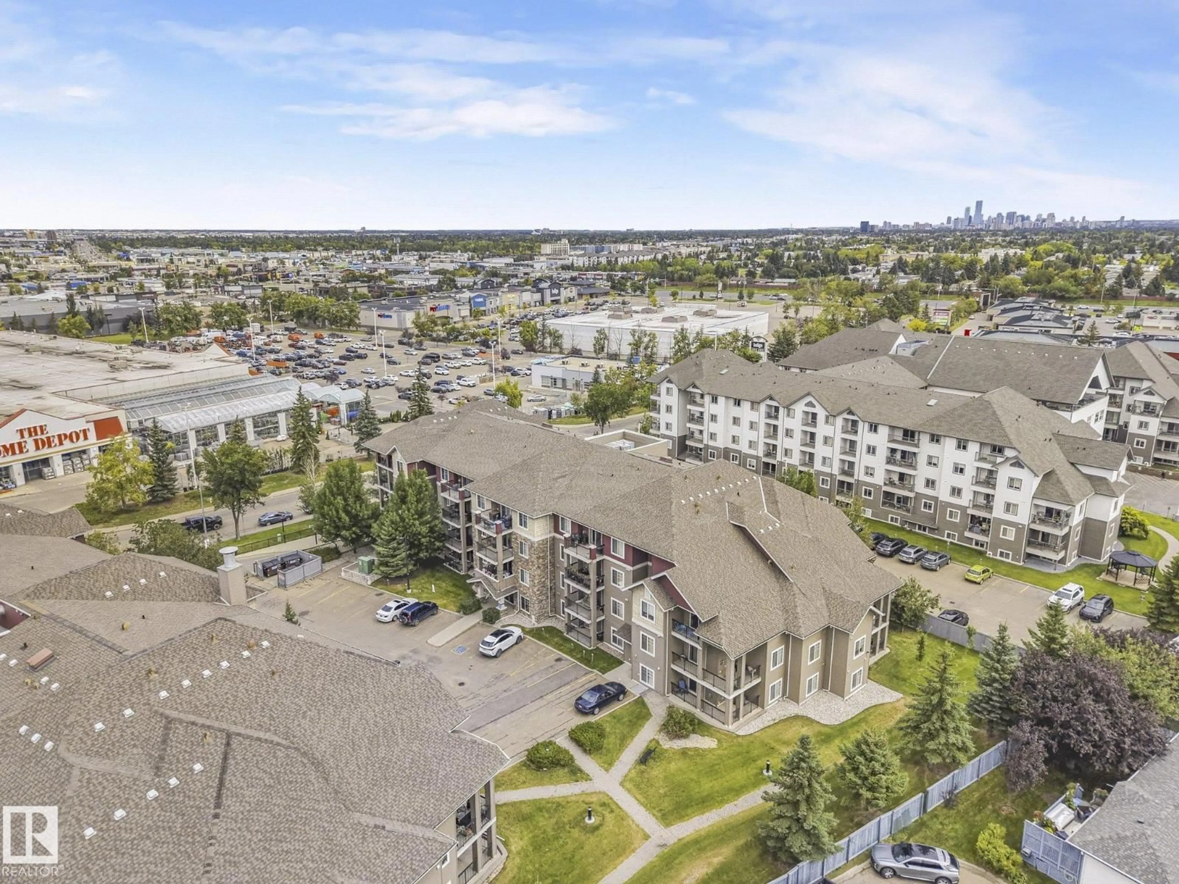 A pic from outside/outdoor area/front of a property/back of a property/a pic from drone, city buildings view from balcony for #311 - 17407 99 AV, Edmonton Alberta T5T0W7