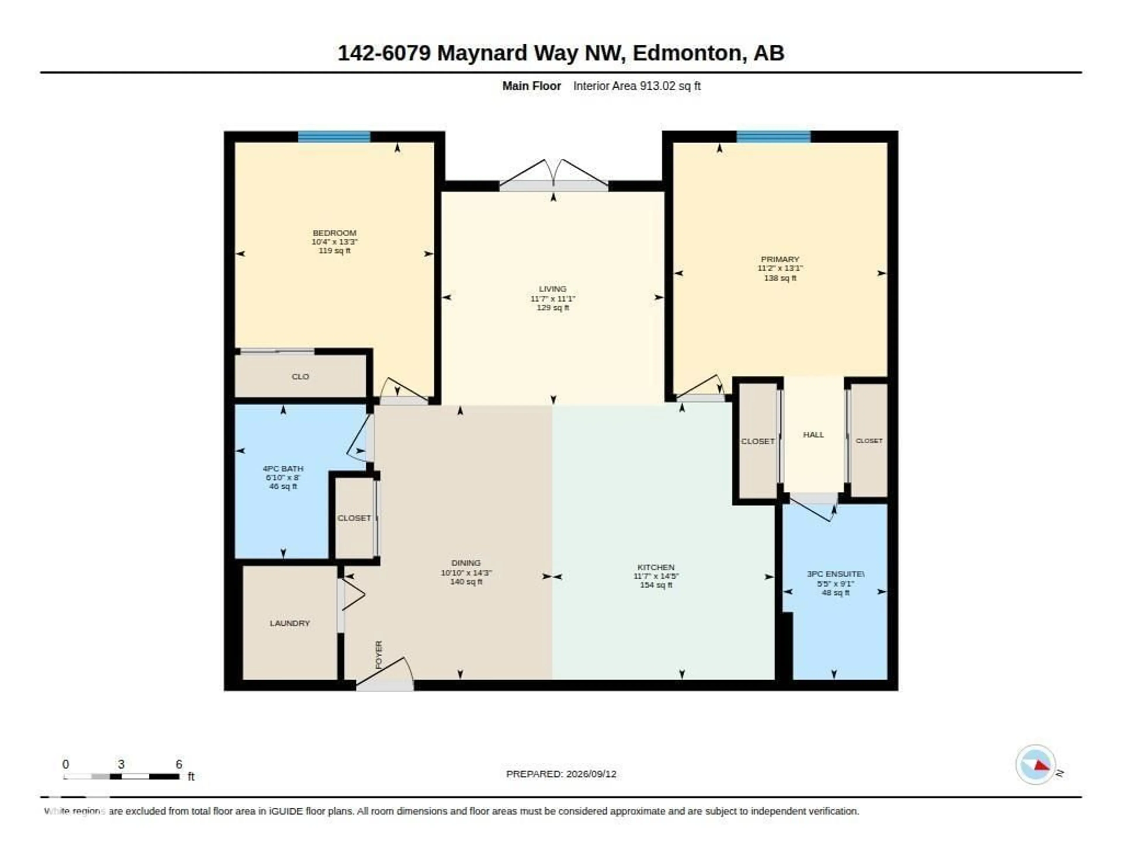 Floor plan for 6079 - 142 MAYNARD WY, Edmonton Alberta T6R0S4