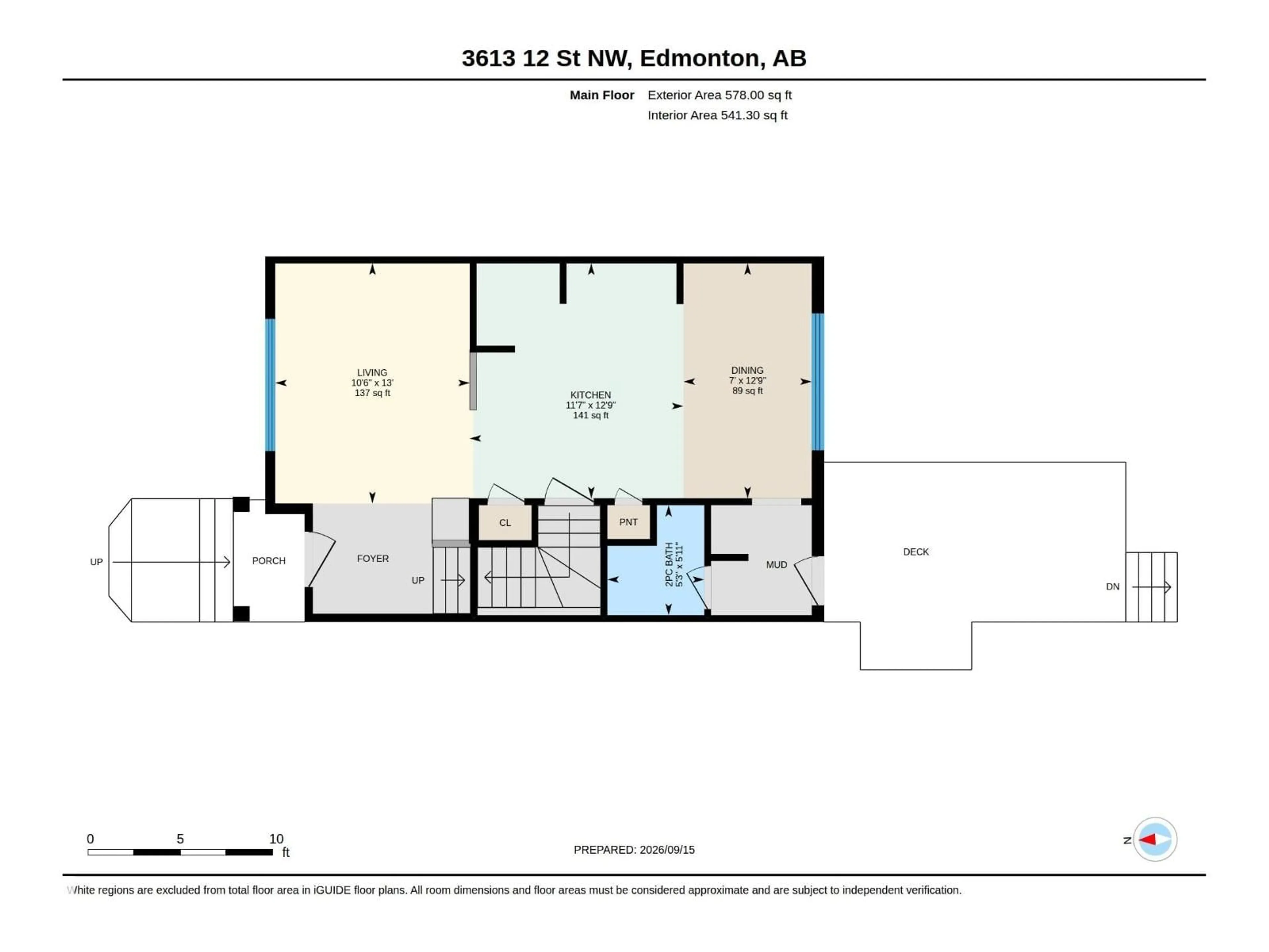 Floor plan for 3613 12 ST, Edmonton Alberta T6T0G1
