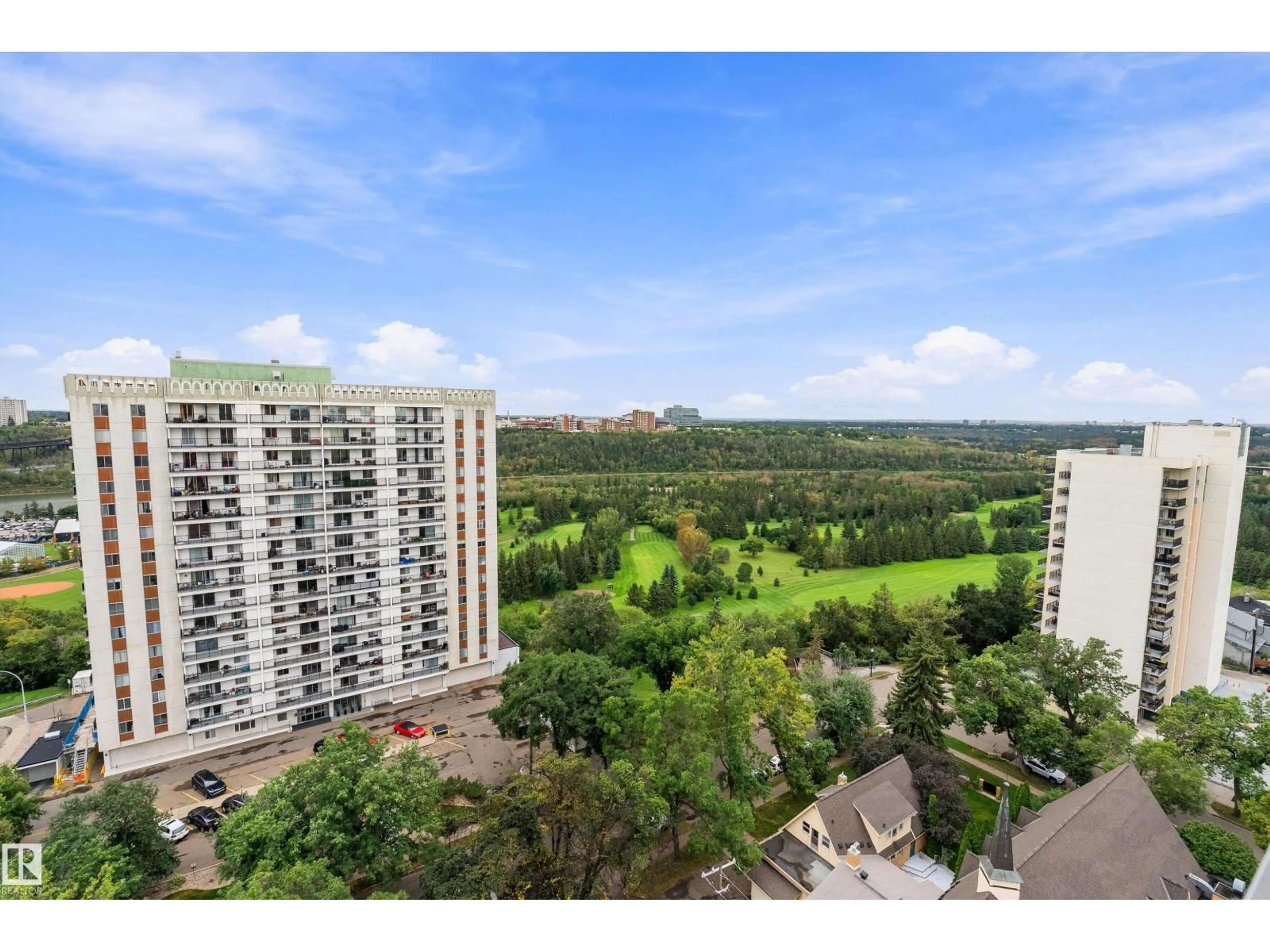 A pic from outside/outdoor area/front of a property/back of a property/a pic from drone, city buildings view from balcony for 9916 - 1704 113 ST NW, Edmonton Alberta T5K2N3