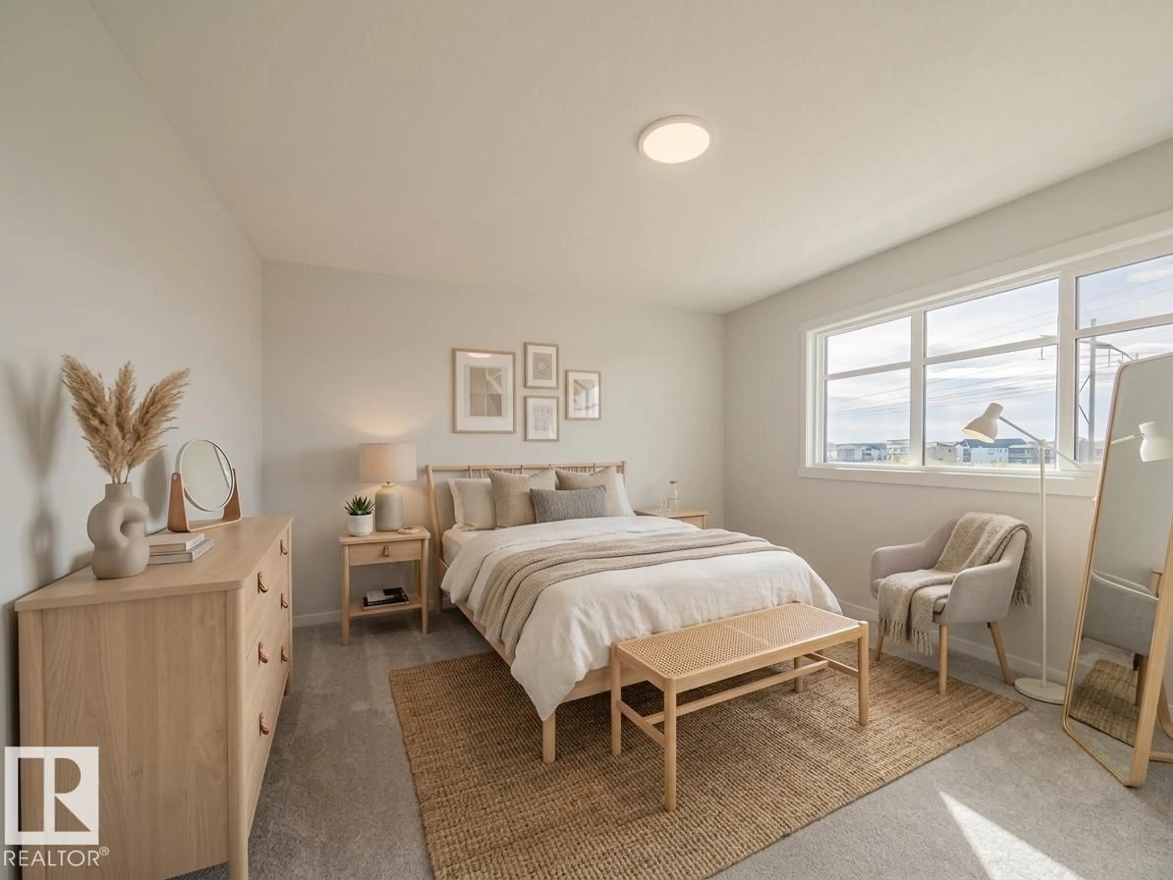 Bedroom with bed, unknown for NW - 19612 30 AV, Edmonton Alberta T6M3L9