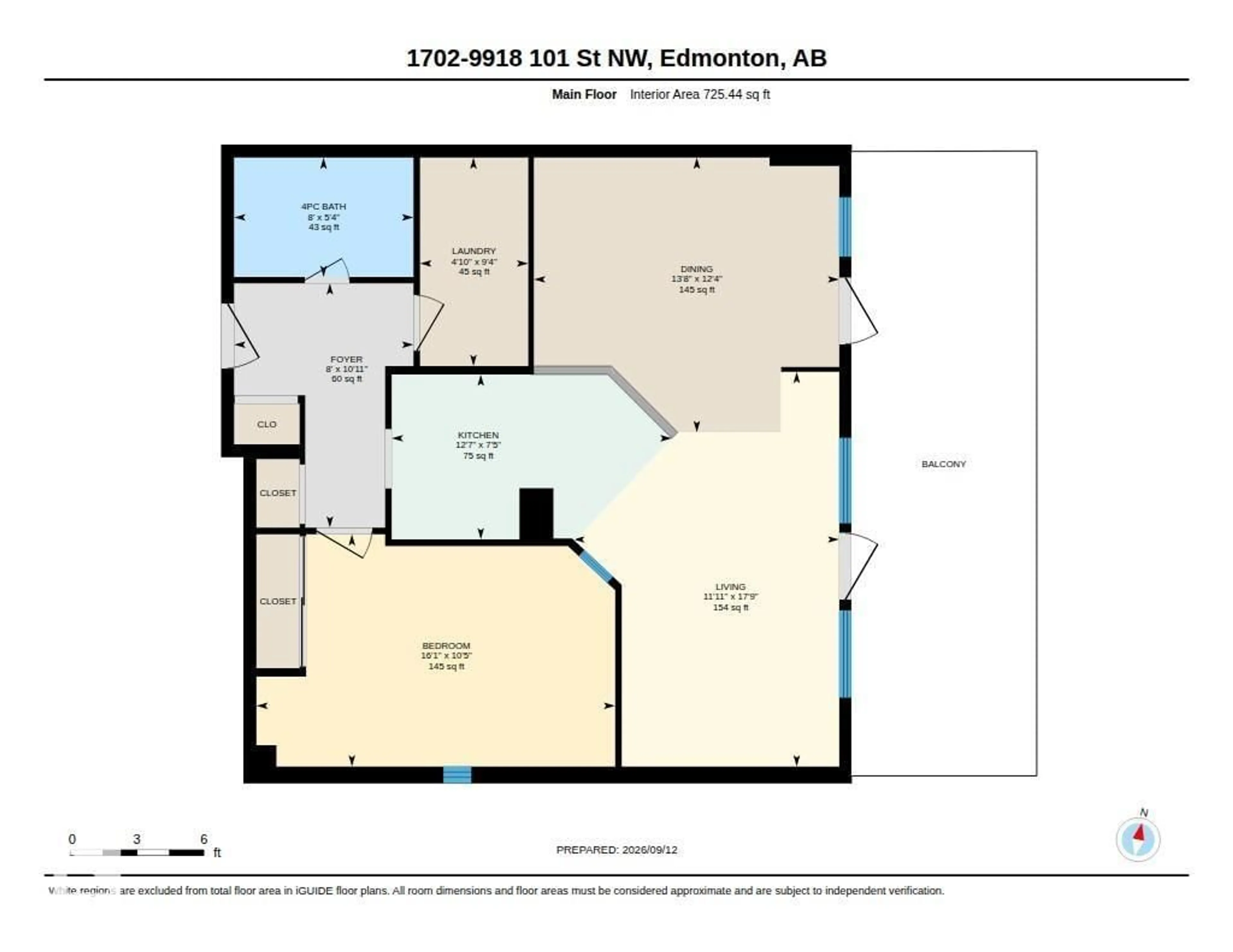 Floor plan for 9918 - 1702 101 ST NW, Edmonton Alberta T5K2L1