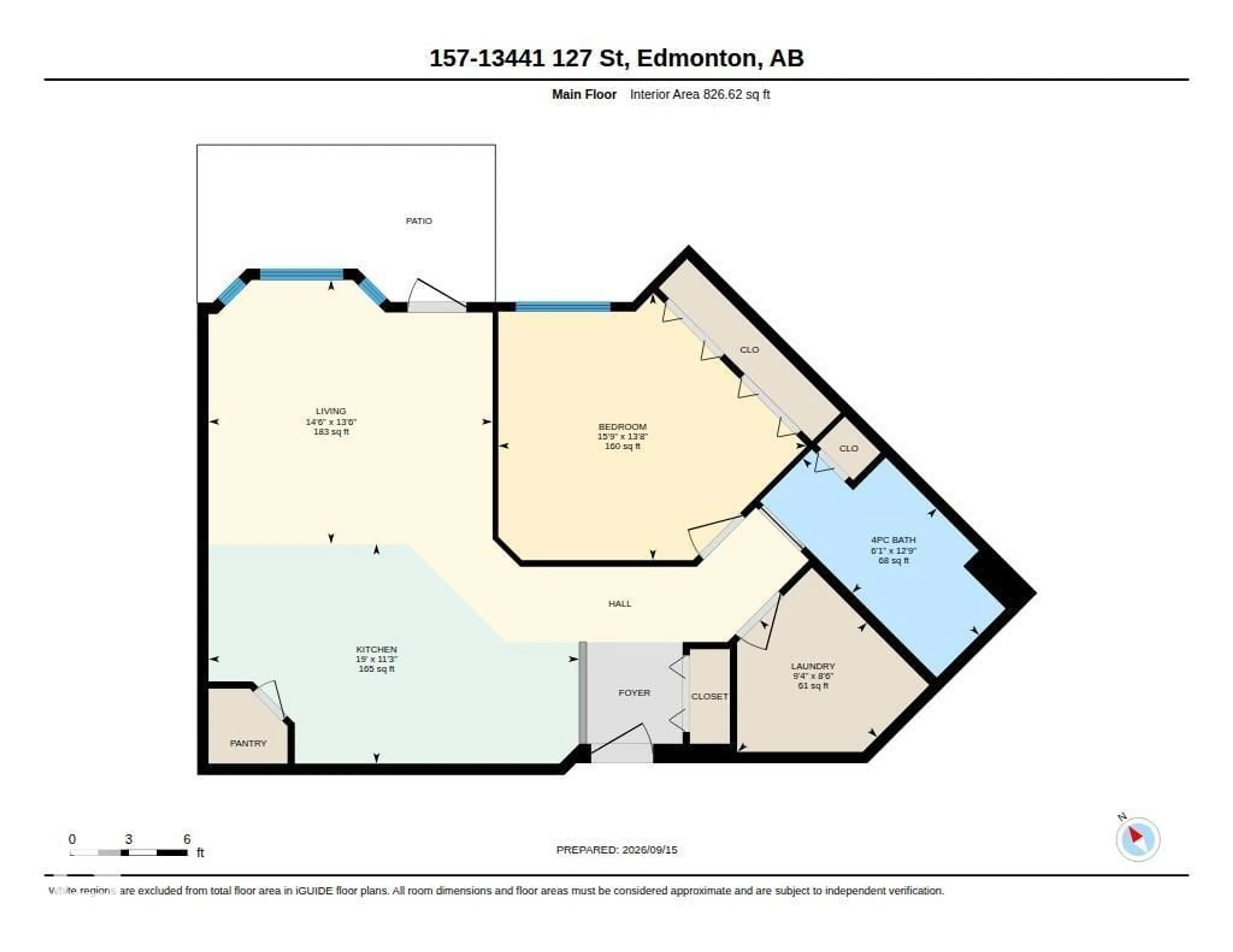 Floor plan for #157 - 13441 127 ST, Edmonton Alberta T5L5B6