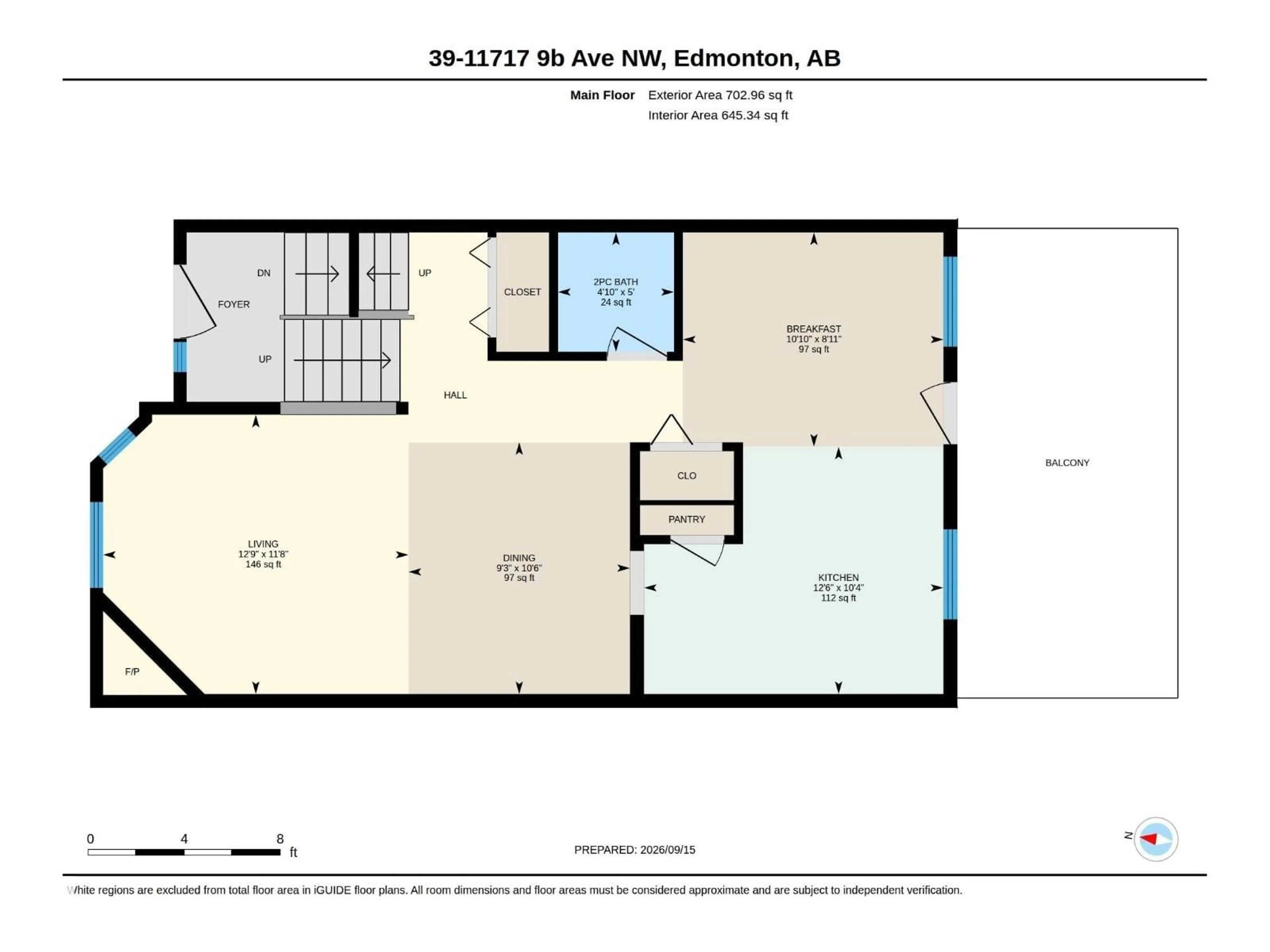 Floor plan for #39 - 11717 9B AV, Edmonton Alberta T6J7B7