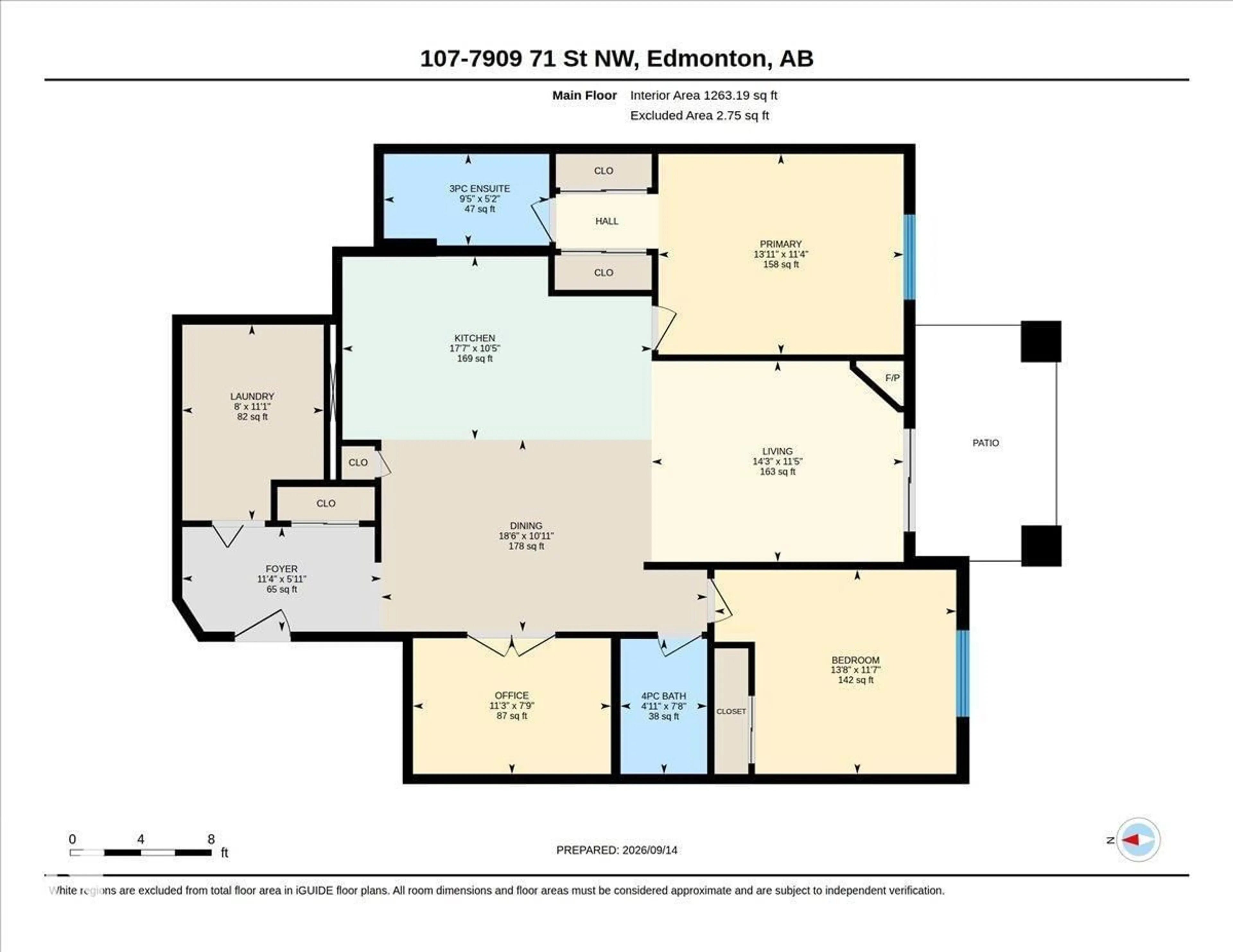 Floor plan for 107 - 7909 71 ST, Edmonton Alberta T6B3P5
