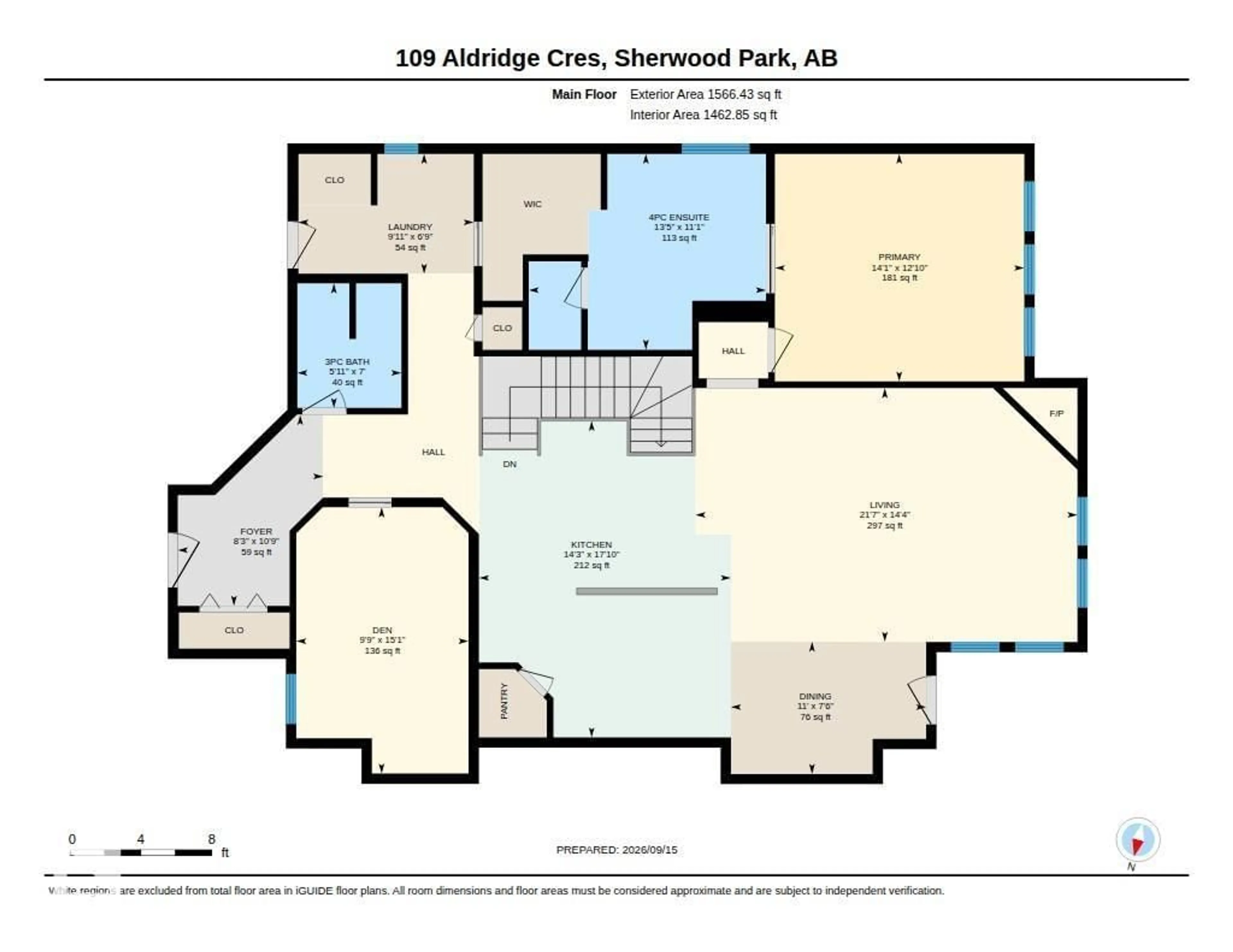 Floor plan for 109 ALDRIDGE CR, Sherwood Park Alberta T8H0Y2