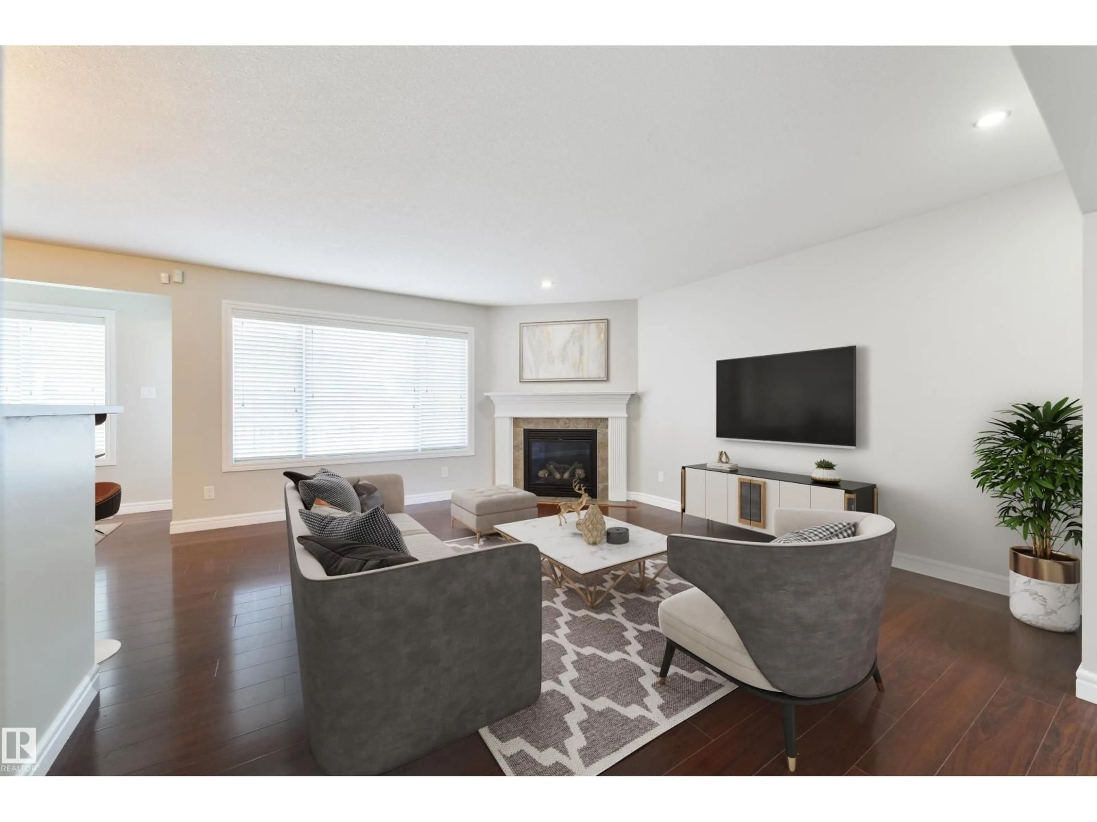 Living room with furniture, wood/laminate floor for 28 HAVENWOOD CO, Spruce Grove Alberta T7X0G7