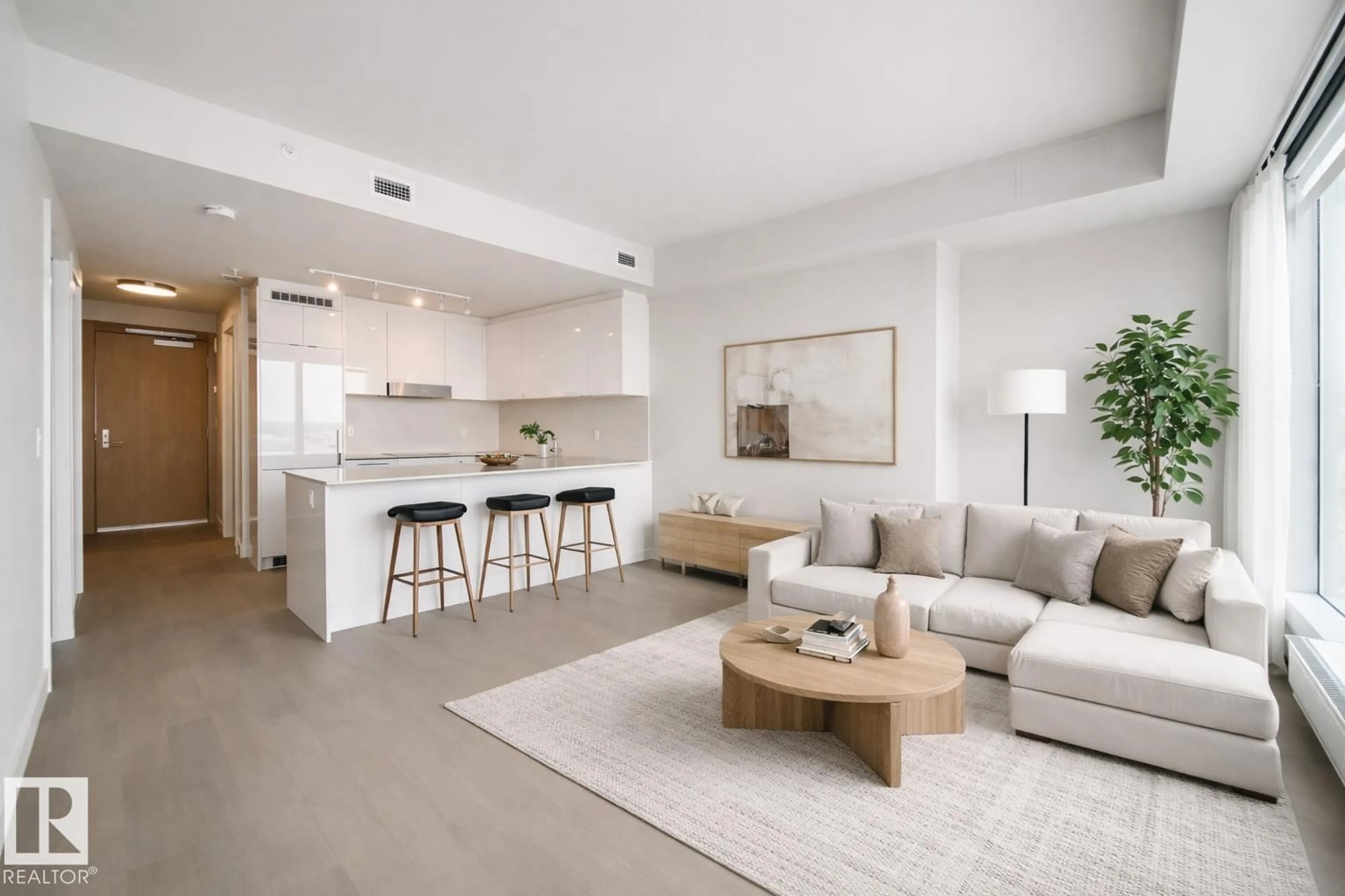 Living room with furniture, unknown for 2502 10360 102 ST NW, Edmonton Alberta T5J0K6