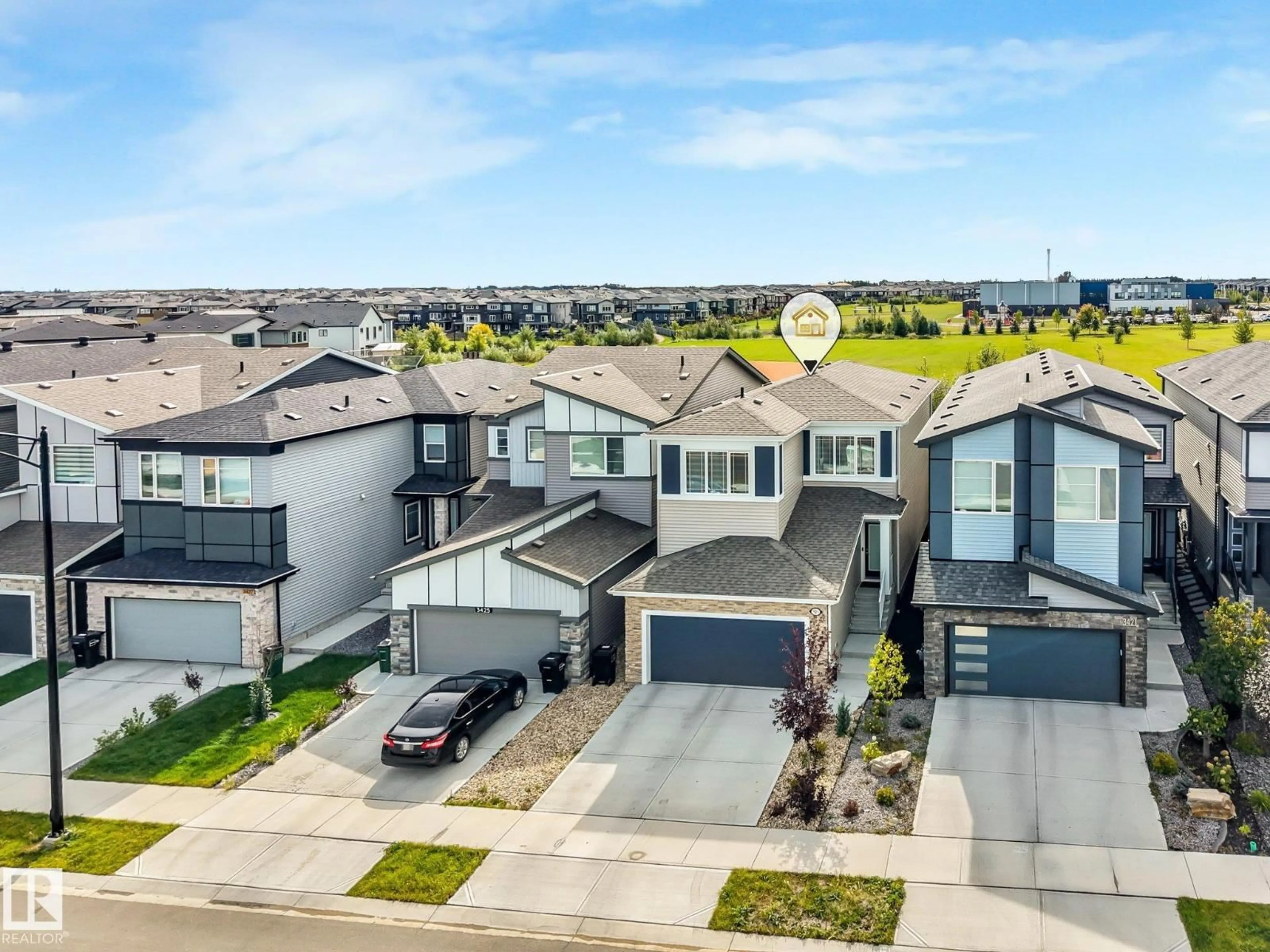 A pic from outside/outdoor area/front of a property/back of a property/a pic from drone, street for SW - 3423 KULAY GR, Edmonton Alberta T6W5H3