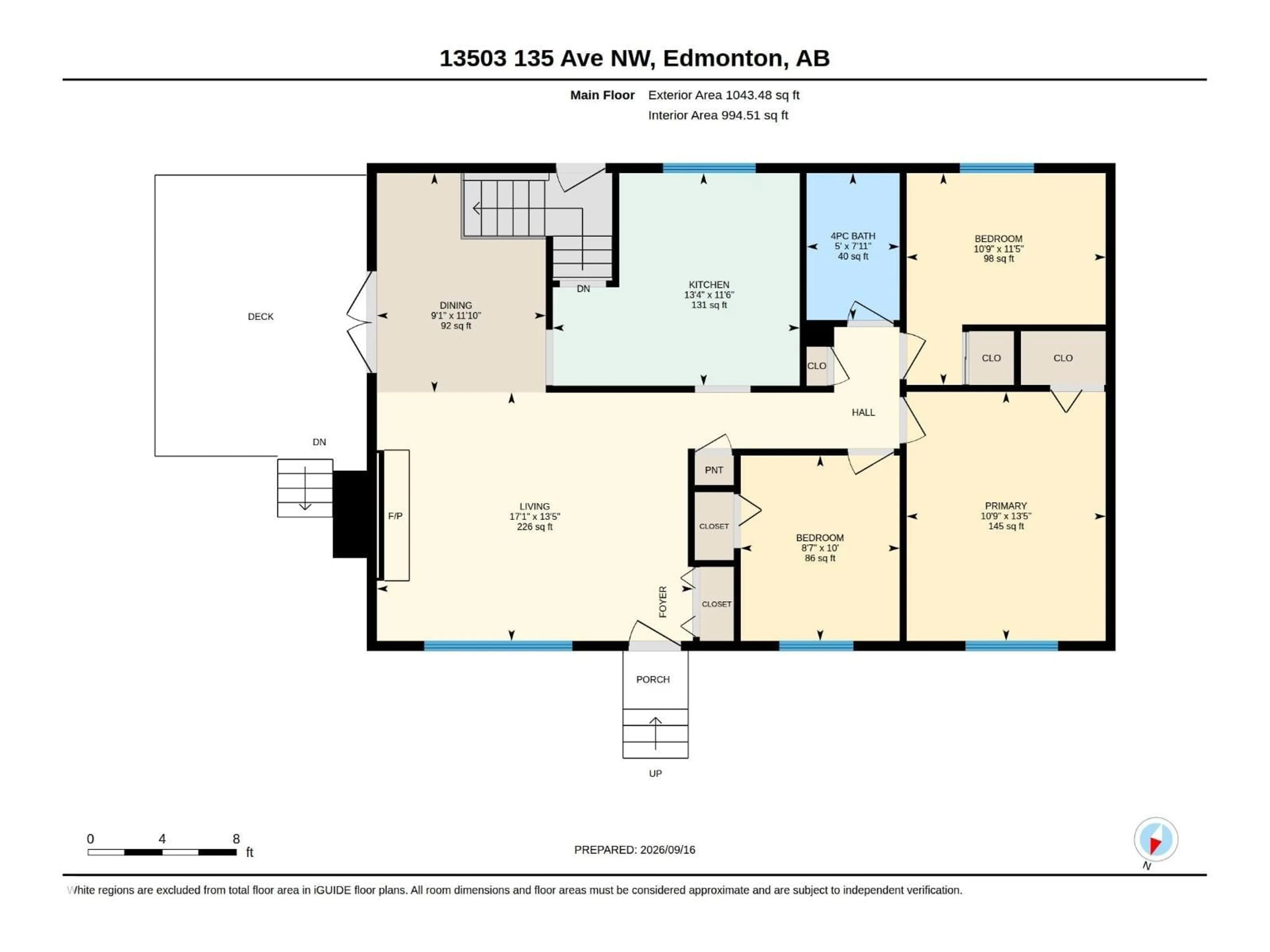 Floor plan for 13503 135 AV, Edmonton Alberta T5L3Y4